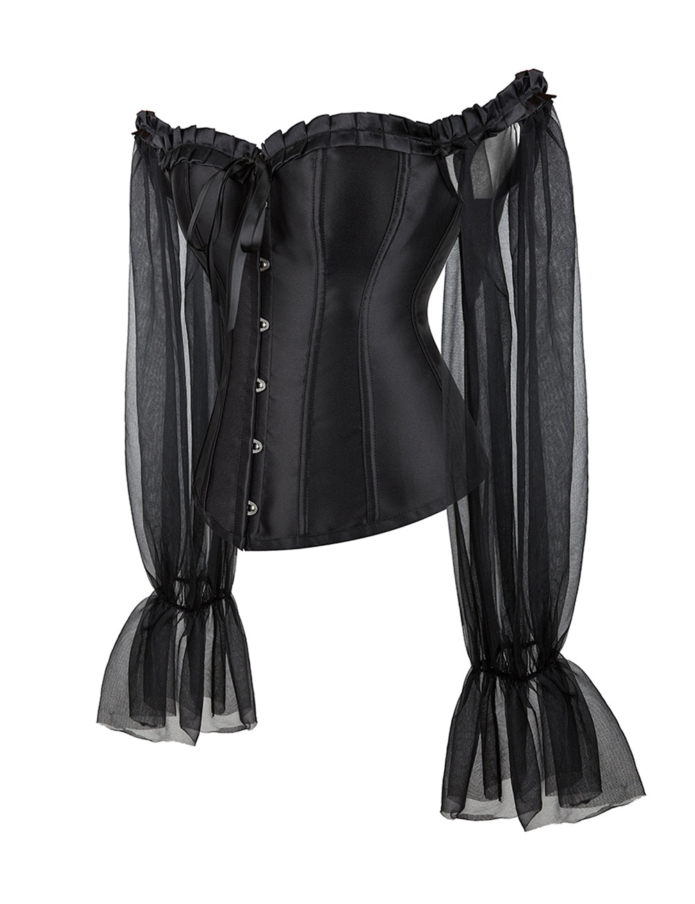 12 Pieces Plastic Black Sexy Lantern Long Sleeves Palace Style Corset