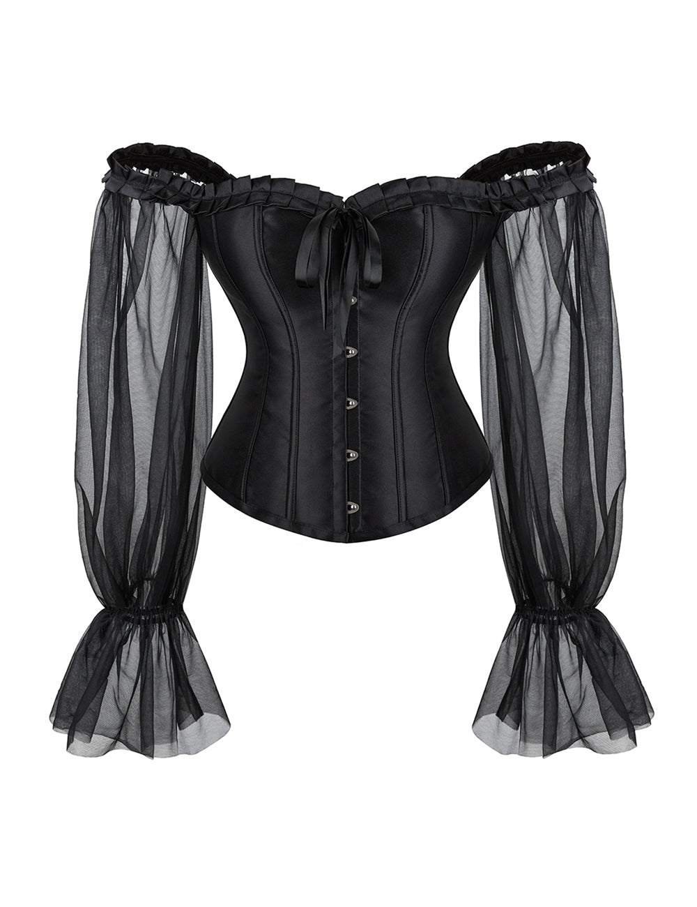 12 Pieces Plastic Black Sexy Lantern Long Sleeves Palace Style Corset