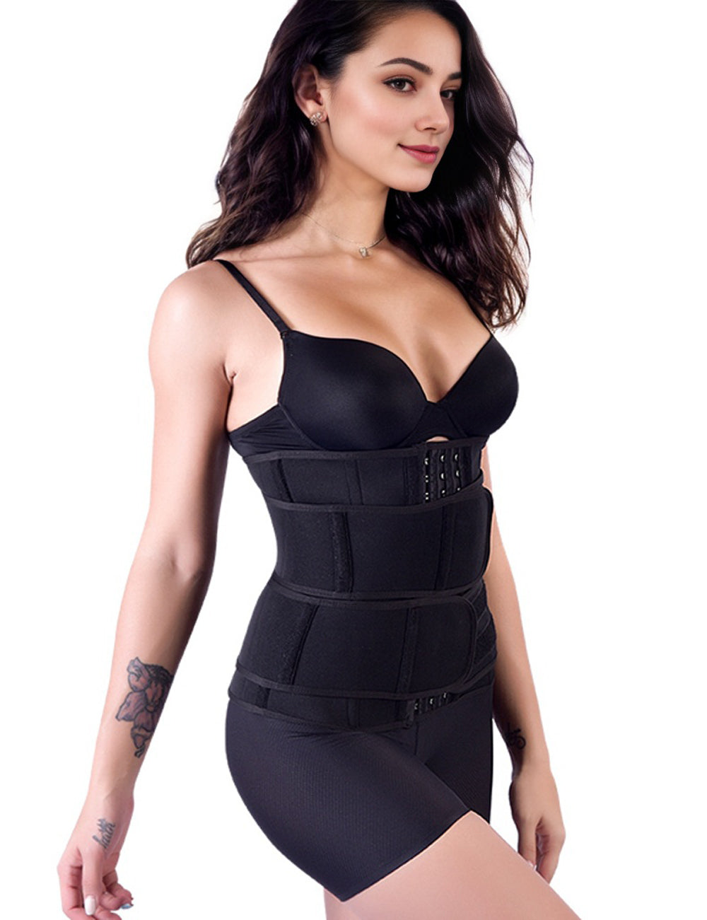 Hook and Eye Double Belt 15 Steel Bones Neoprene Fitness Waist Trainer