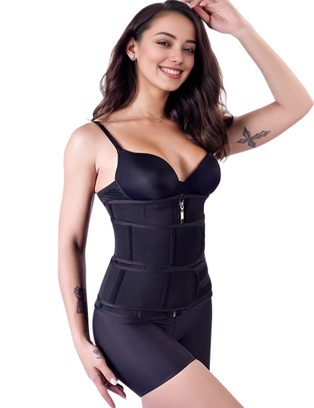 Zippered Double Belt 15 Steel Bones Neoprene Fitness Waist Trainer