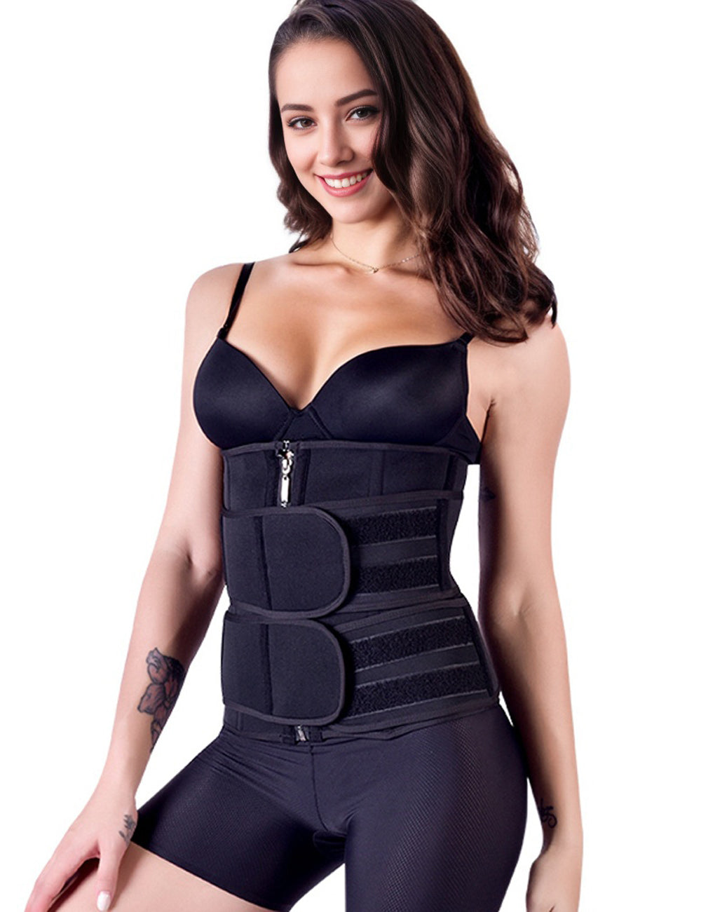 Zippered Double Belt 15 Steel Bones Neoprene Fitness Waist Trainer