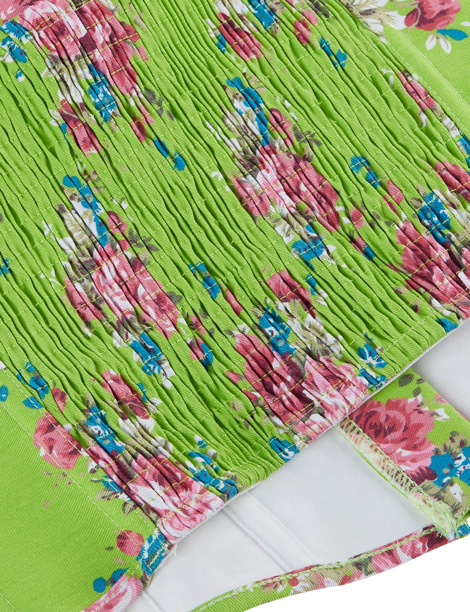 8 Pieces Plastic Bones Green Sexy Puff Sleeves Printed Palace Style Corset