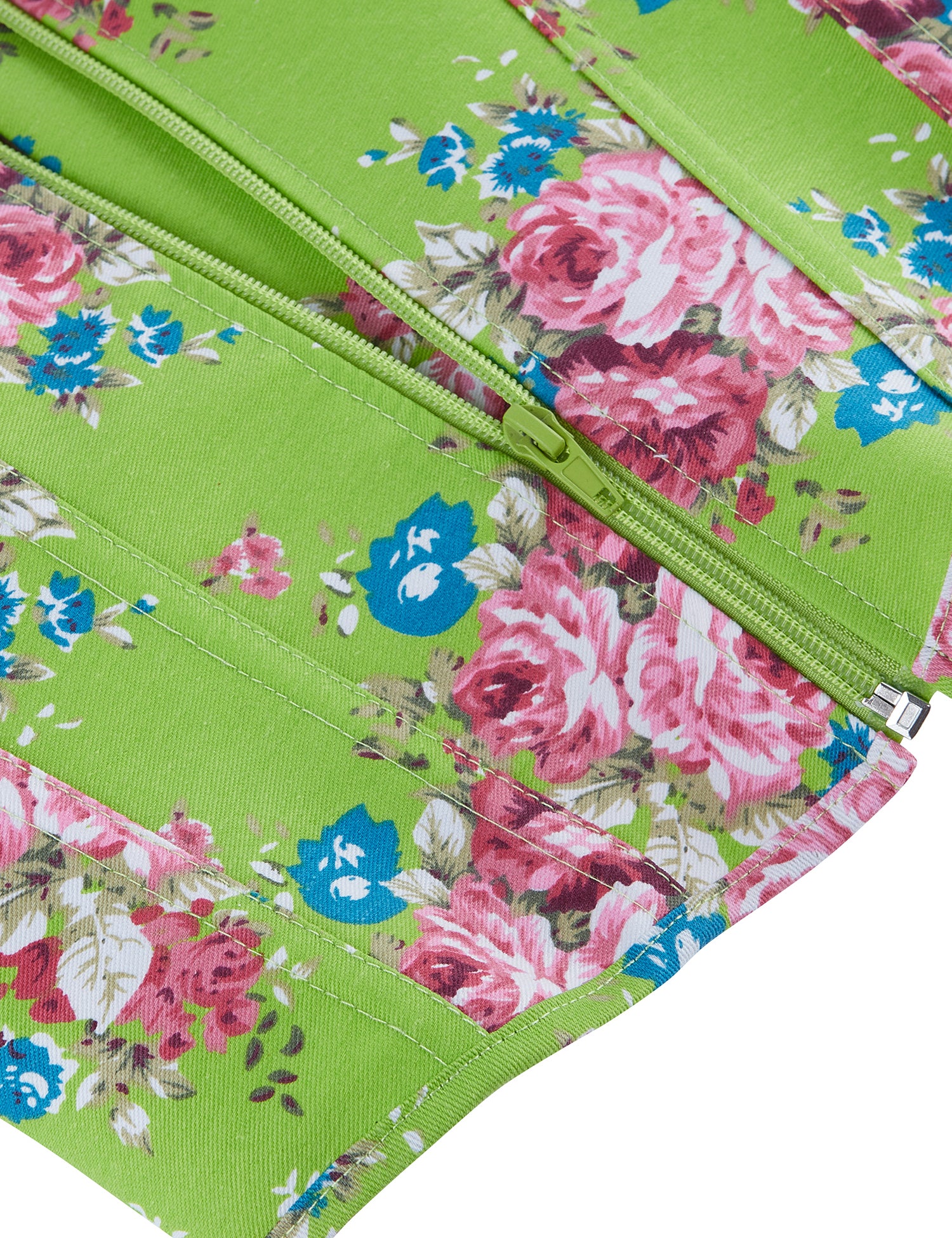 8 Pieces Plastic Bones Green Sexy Puff Sleeves Printed Palace Style Corset