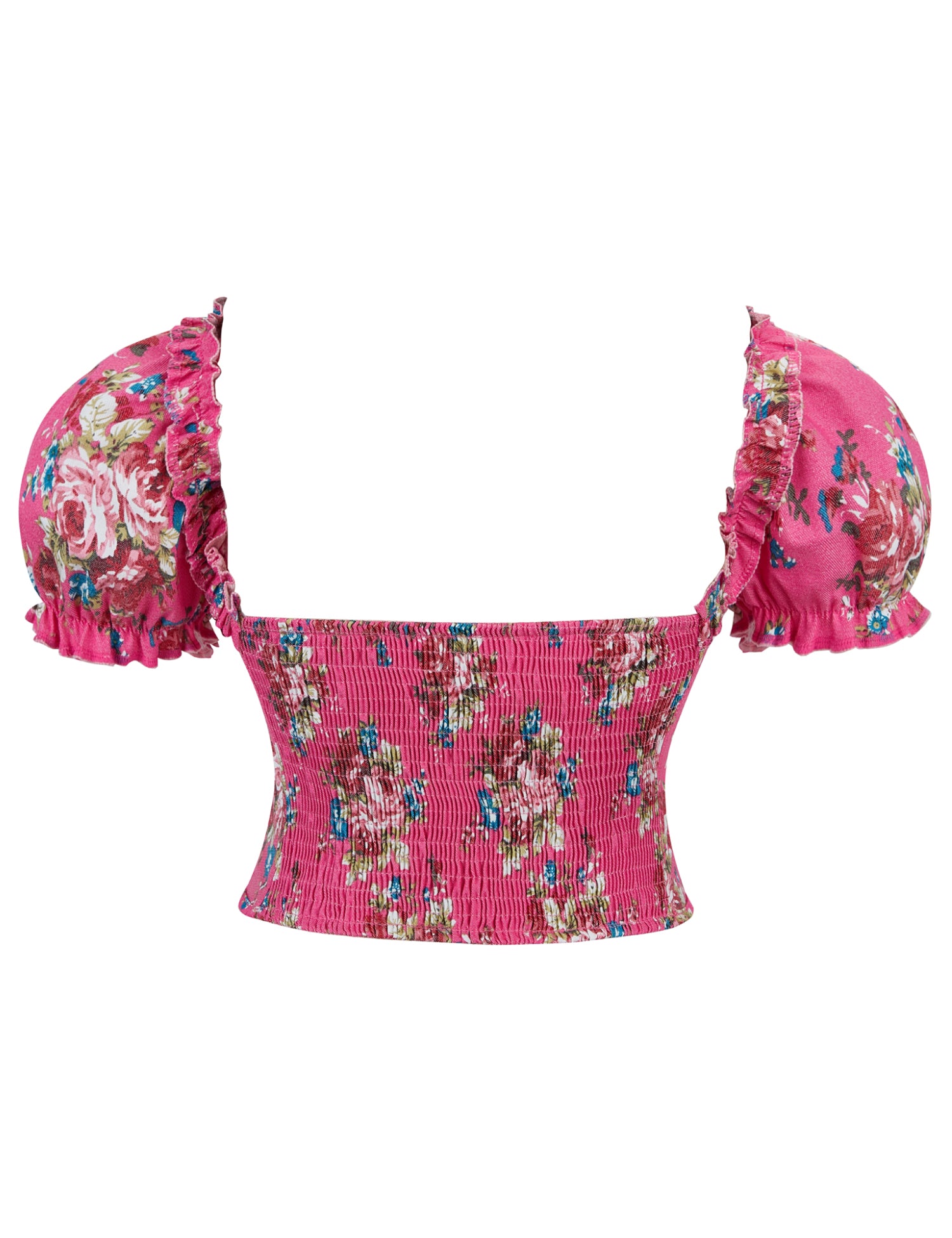 8 Pieces Plastic Bones Pink Sexy Puff Sleeves Printed Palace Style Corset