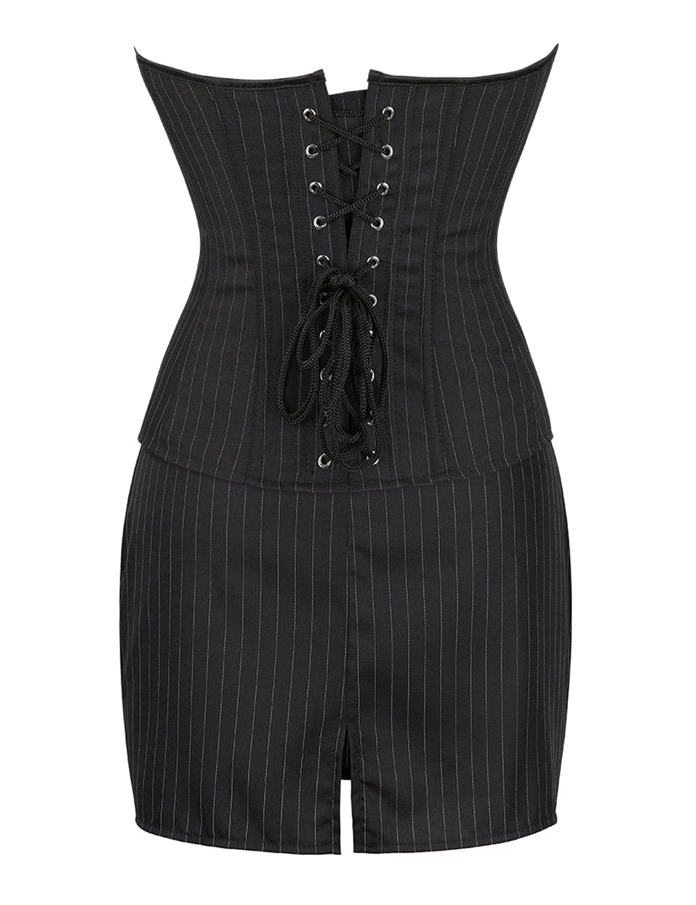 12 Pieces Plastic Bone Black Sexy Striped Zippered Palace Style Corset Set