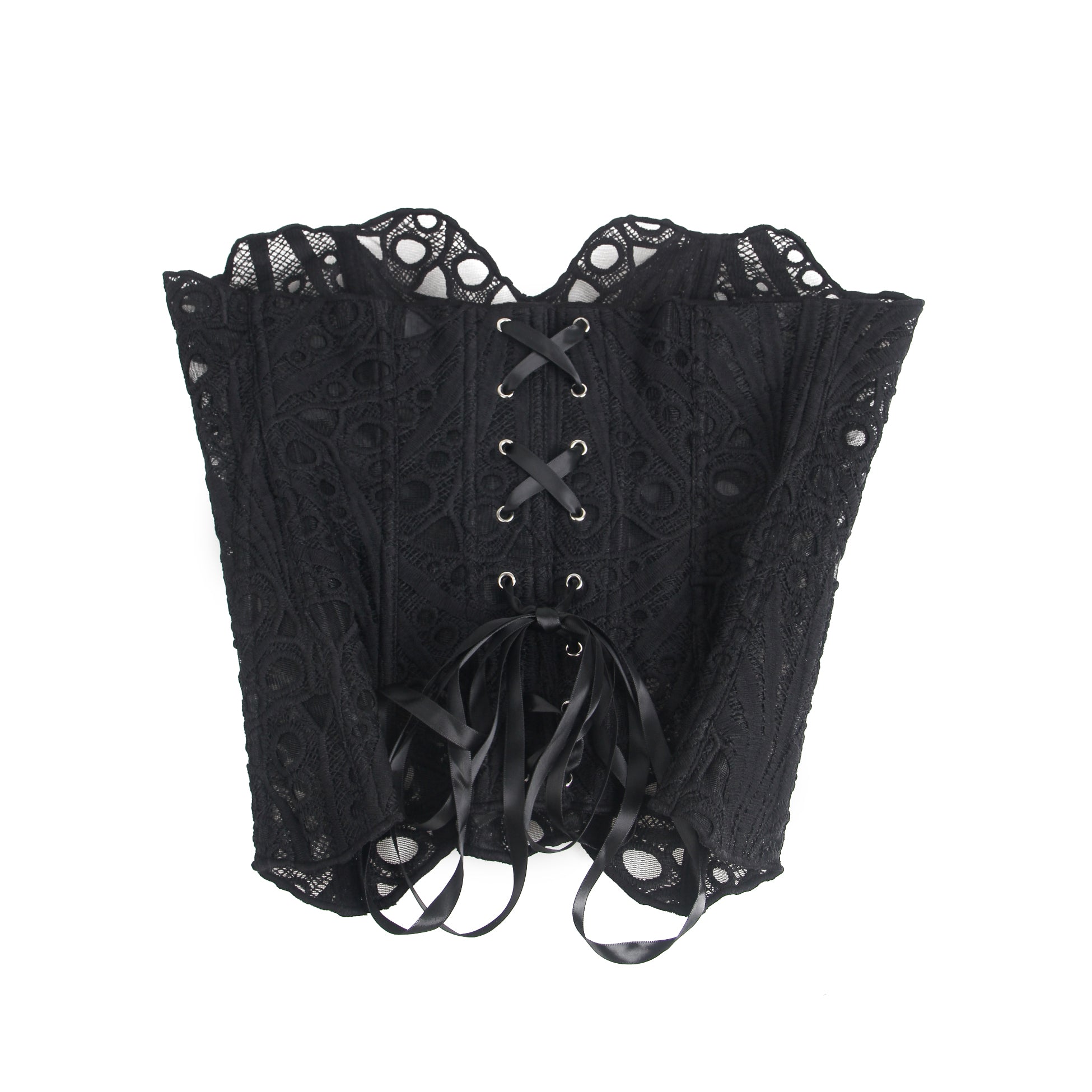 14 Bones Black Hollow Lace-up Court-style Corset