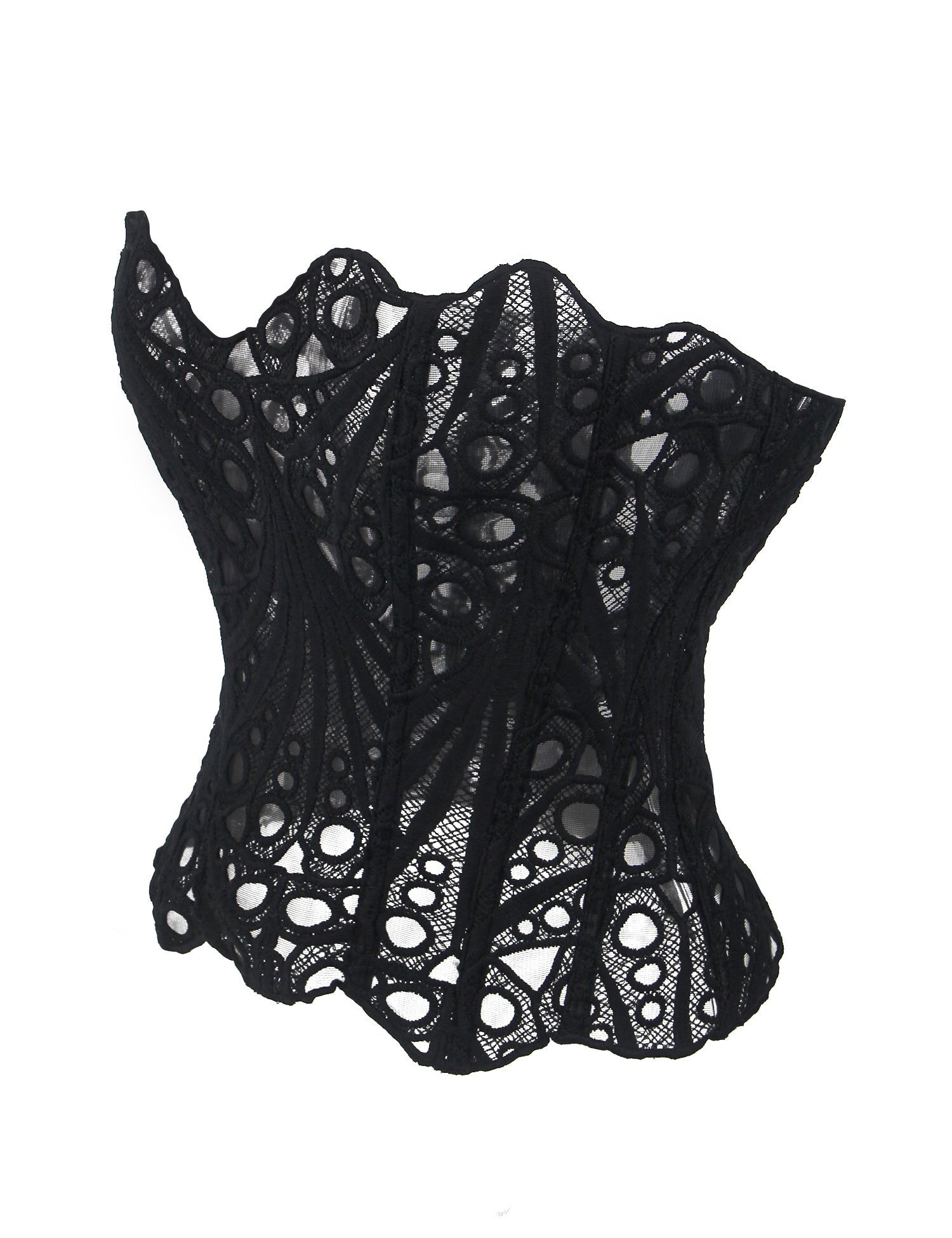 14 Bones Black Hollow Lace-up Court-style Corset