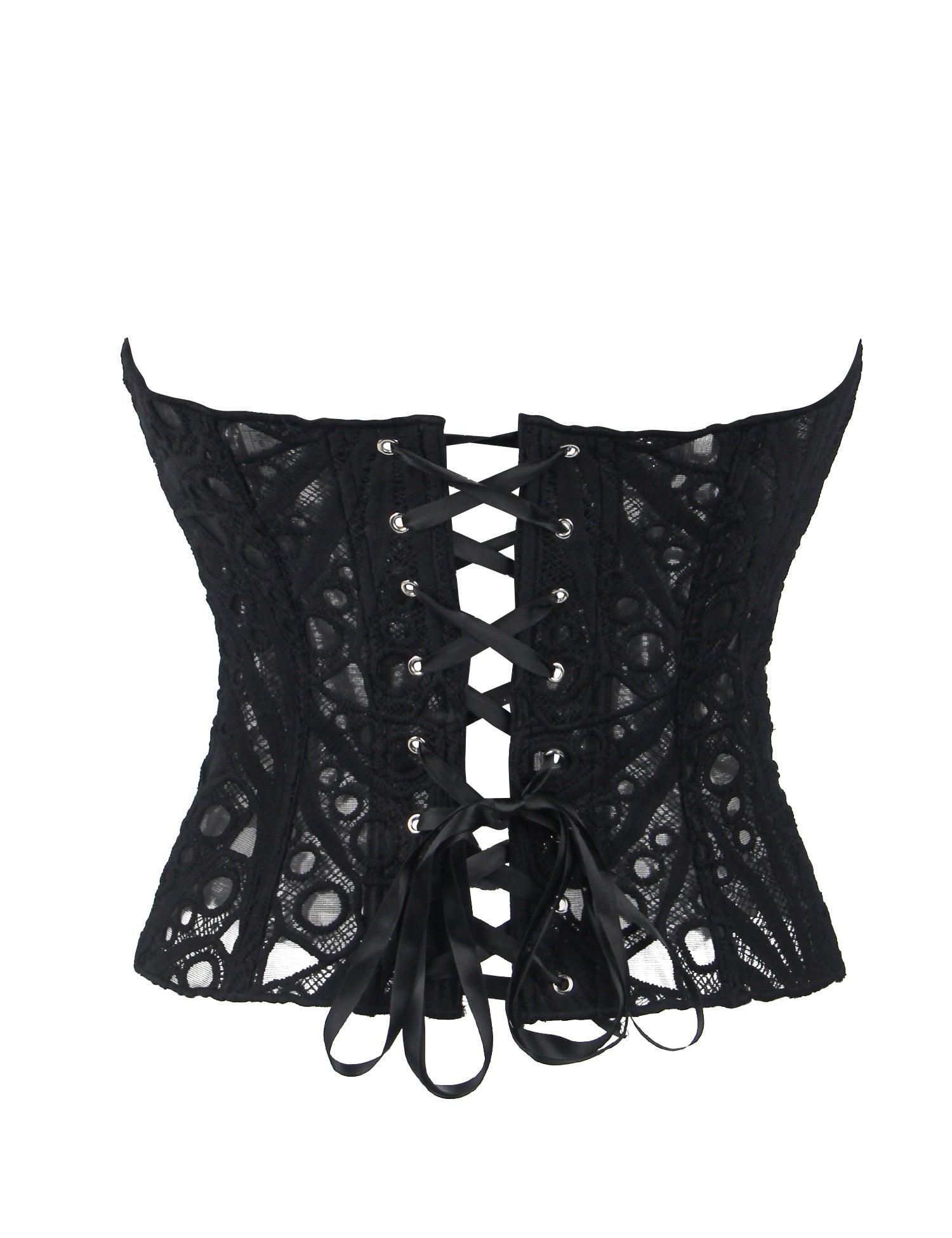 14 Bones Black Hollow Lace-up Court-style Corset