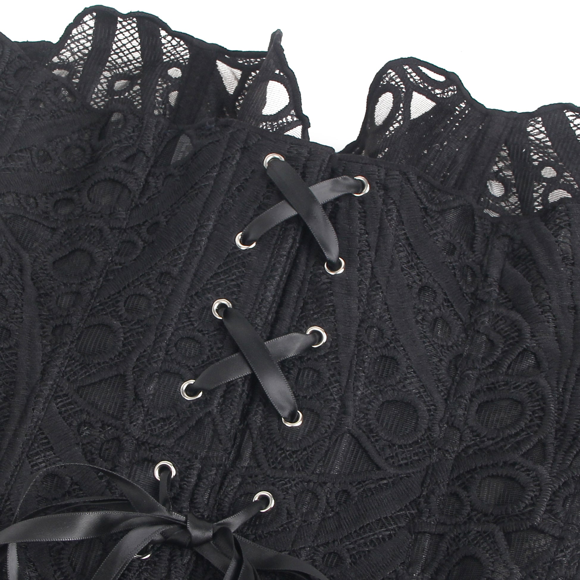 14 Bones Black Hollow Lace-up Court-style Corset