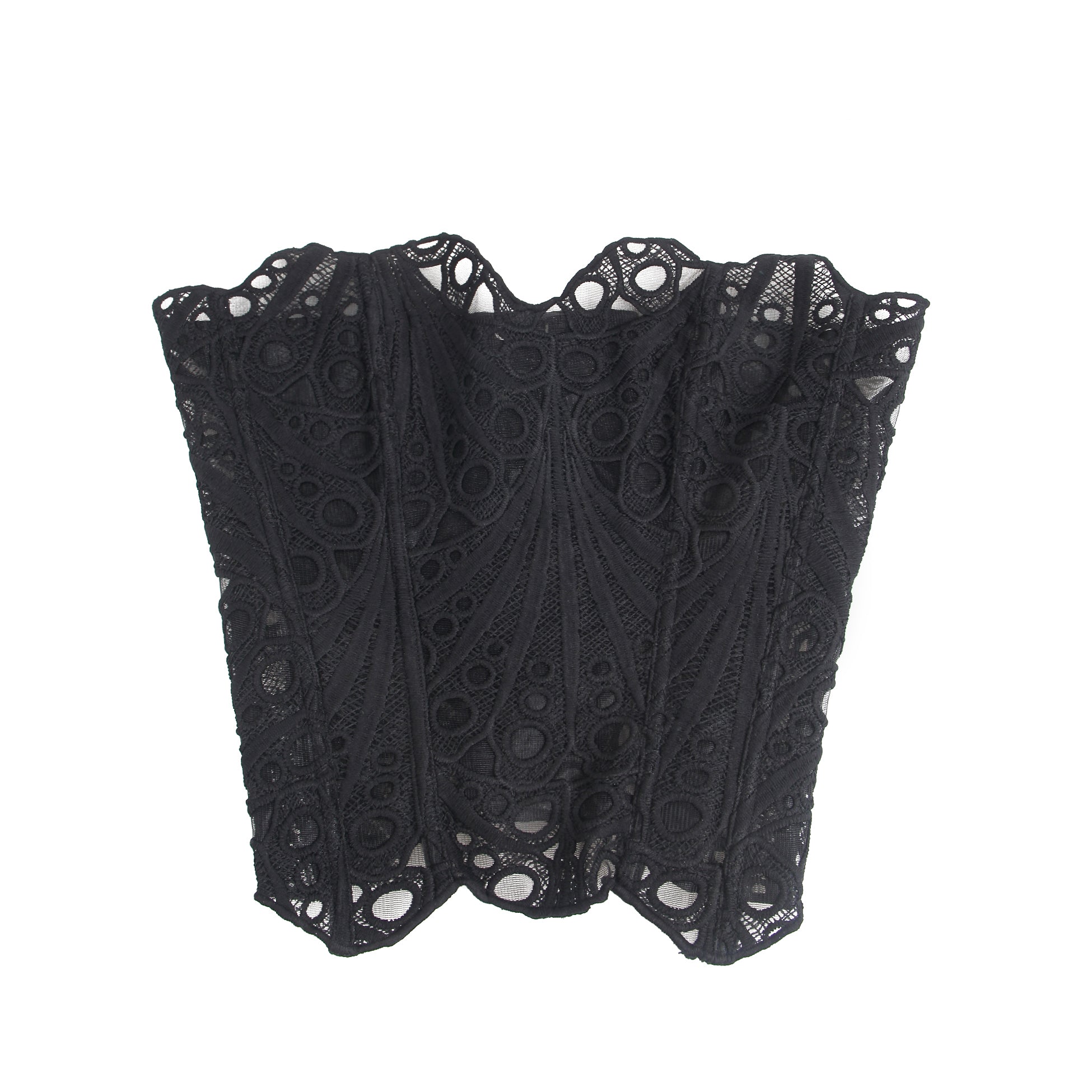 14 Bones Black Hollow Lace-up Court-style Corset