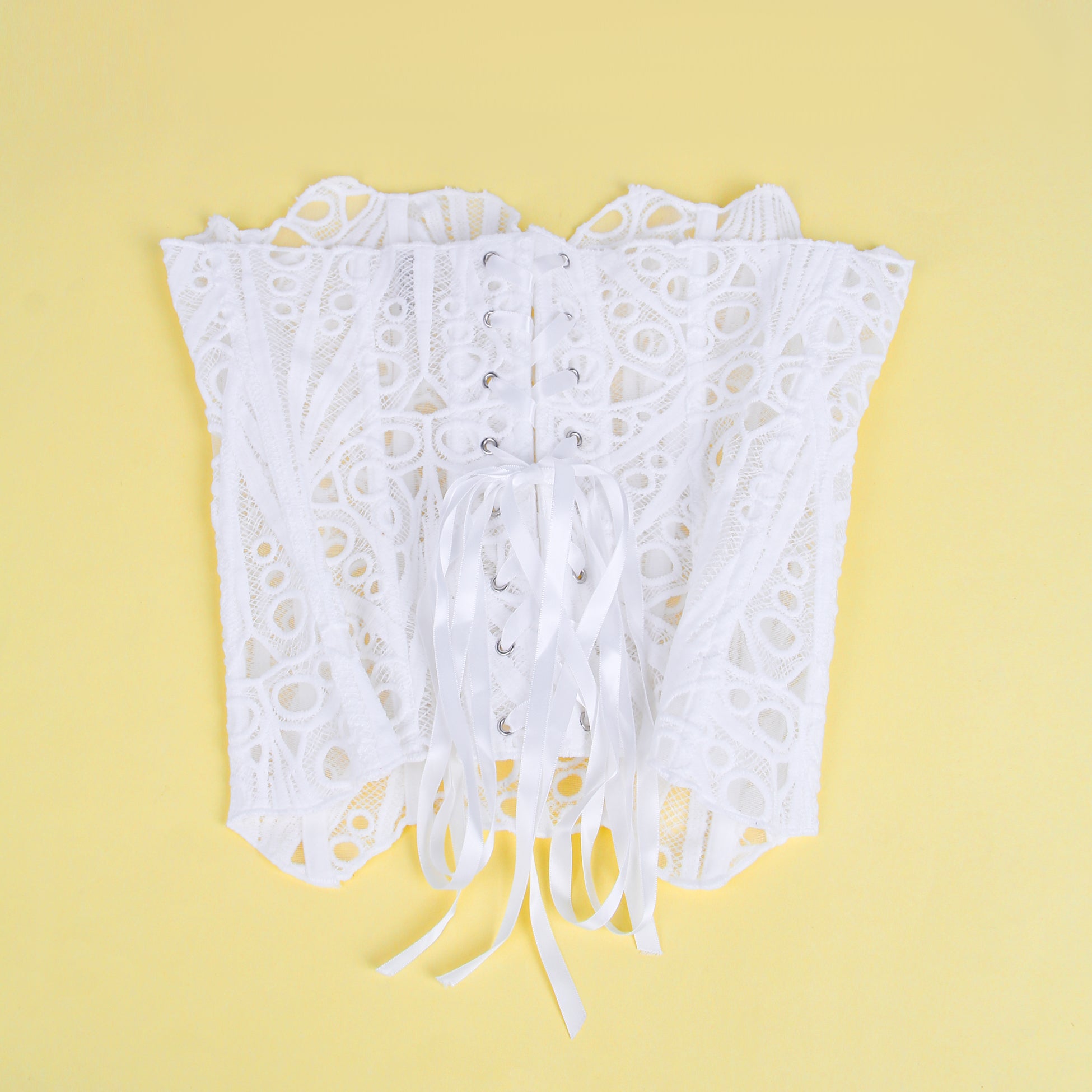 14 Bones White Hollow Lace-up Court-style Corset