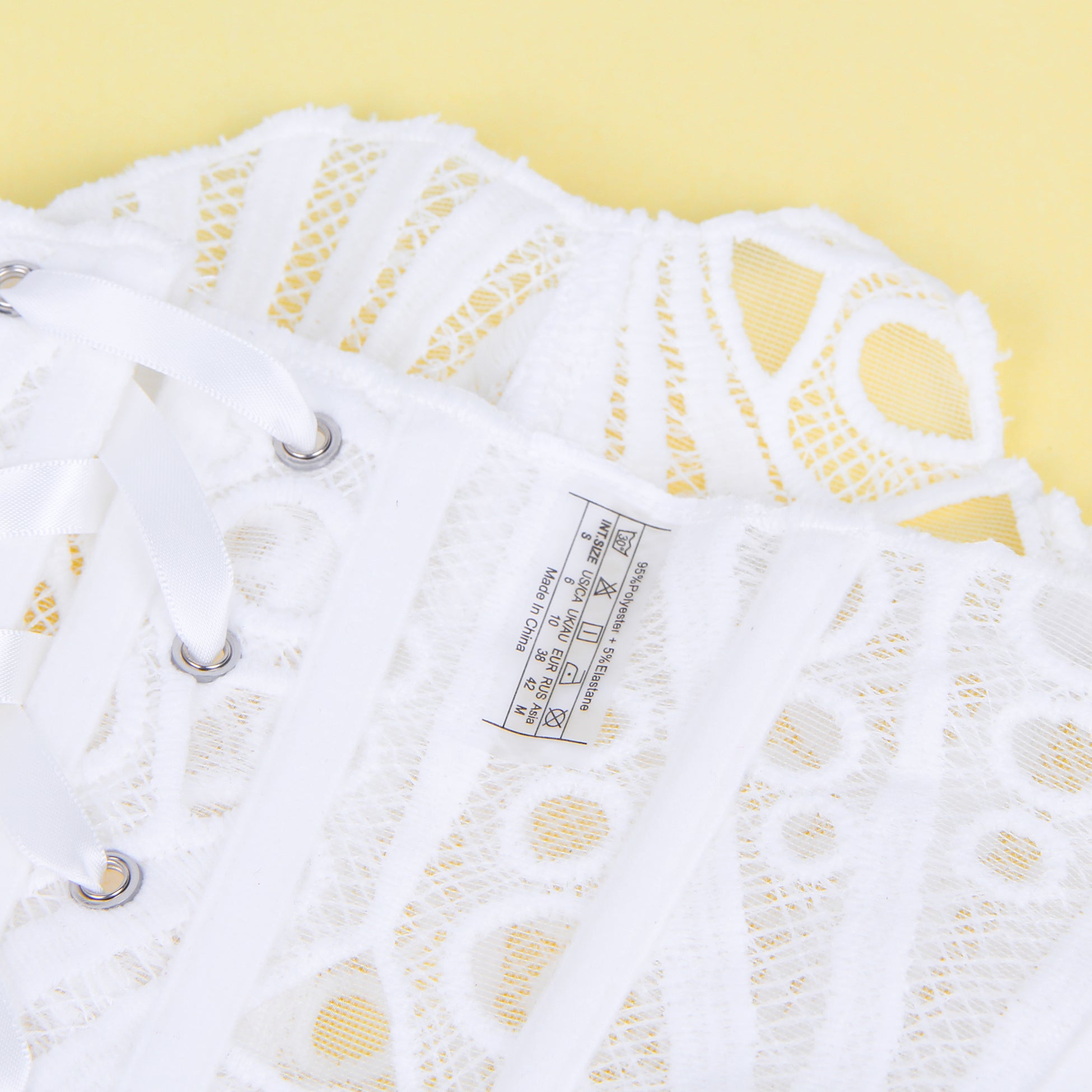 14 Bones White Hollow Lace-up Court-style Corset