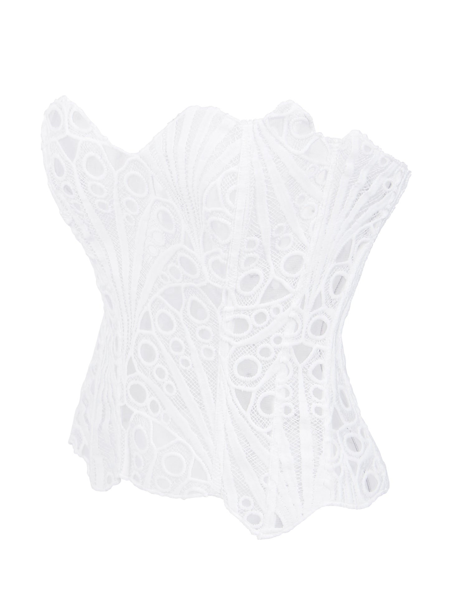 14 Bones White Hollow Lace-up Court-style Corset