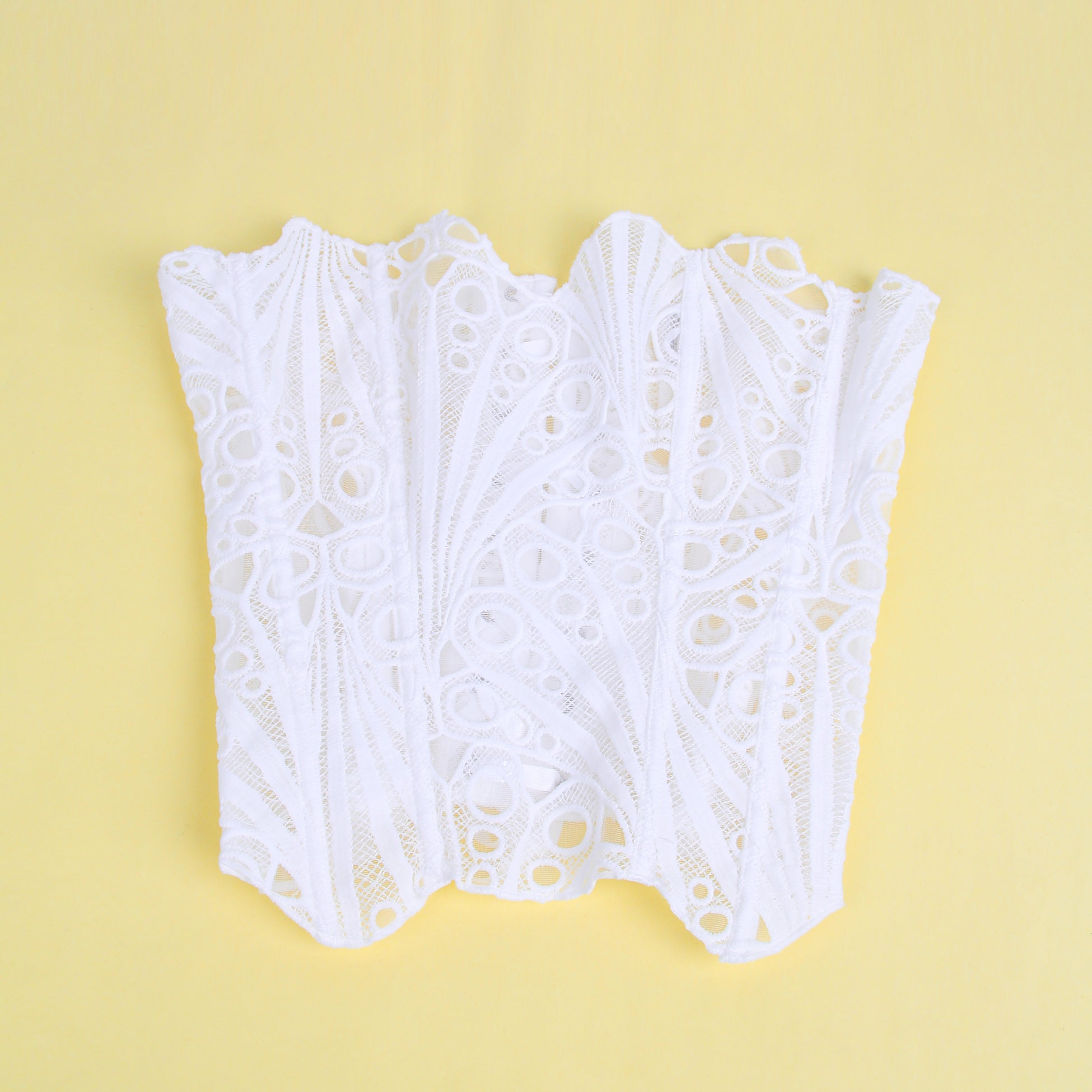 14 Bones White Hollow Lace-up Court-style Corset