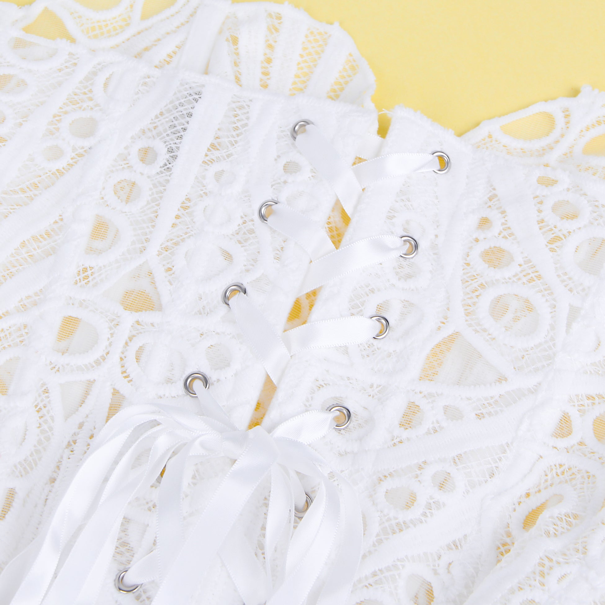 14 Bones White Hollow Lace-up Court-style Corset