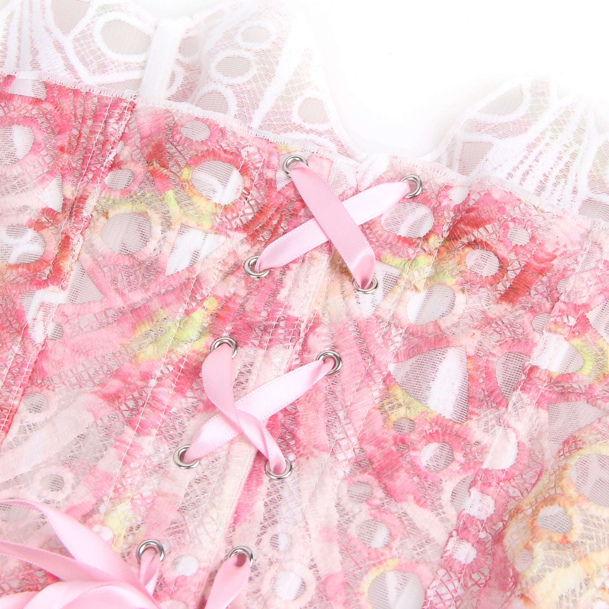 14 Bones Printing Hollow Lace-up Court-style Corset