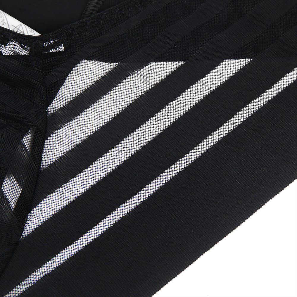 Black Transparent Stripe Mesh Sexy Panties