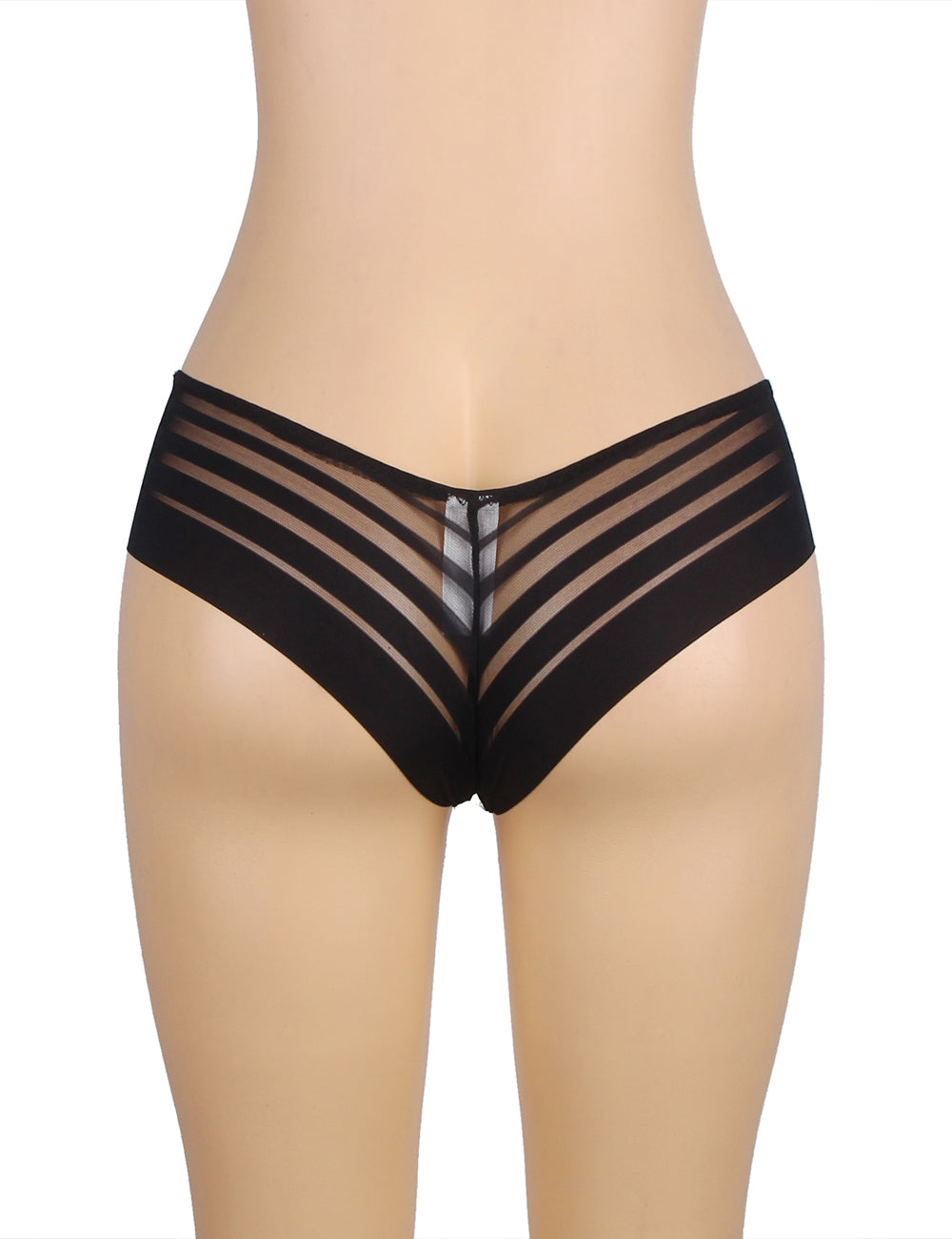 Black Transparent Stripe Mesh Sexy Panties