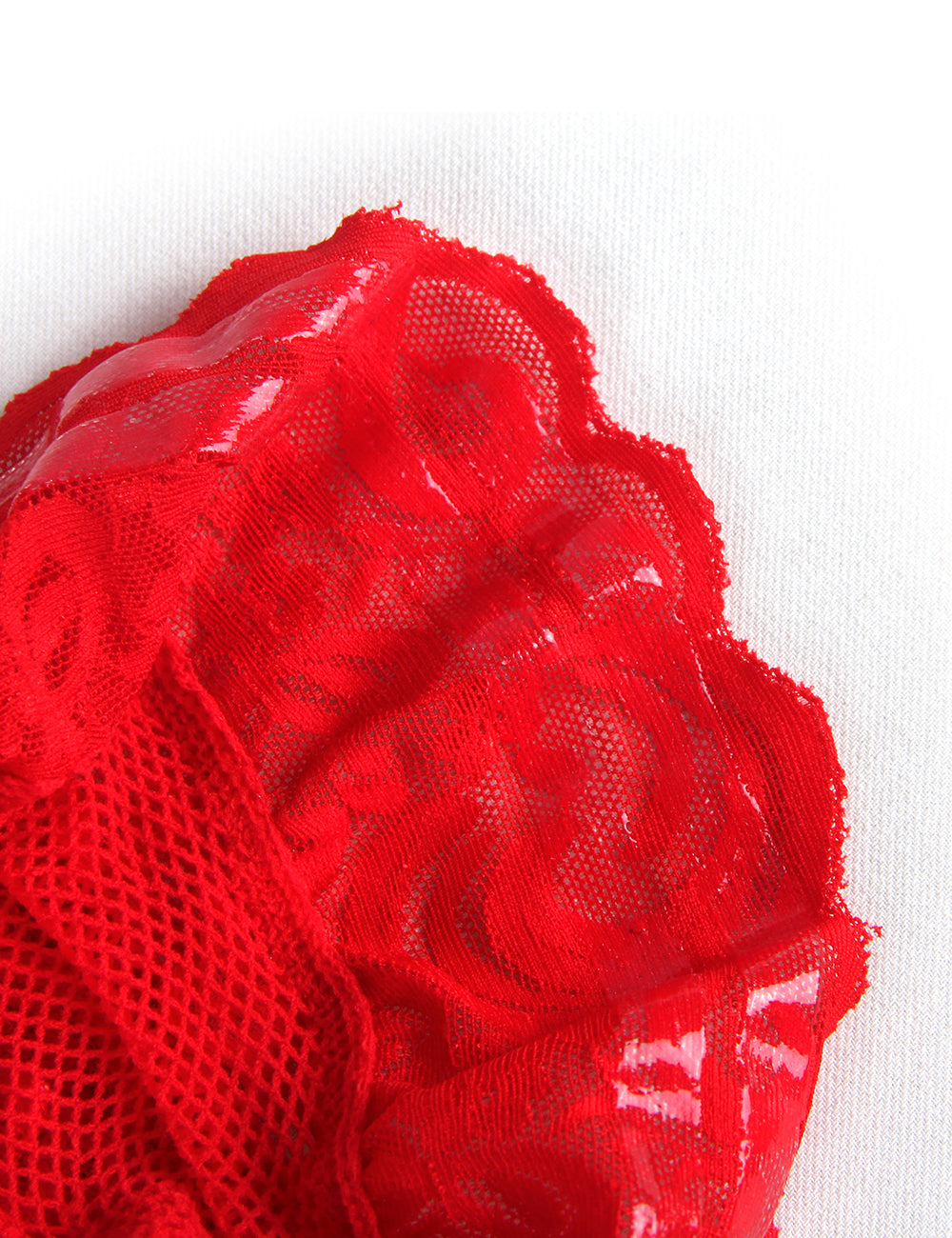 Red Fishnets Thigh High stockings Silicone Lace Top Stay Up Sheer Nylon Hosiery