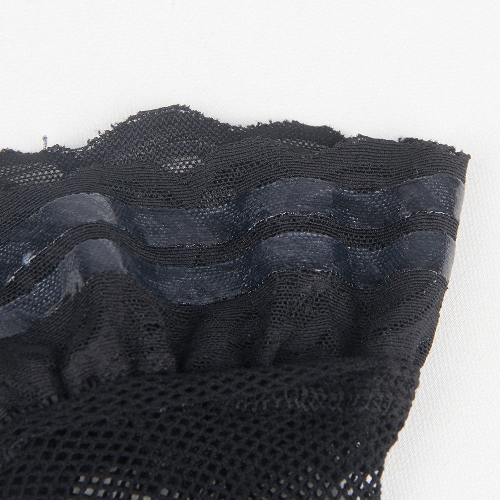 Black Fishnets Thigh High Stockings Silicone Lace Top Stay Up Sheer Hosiery