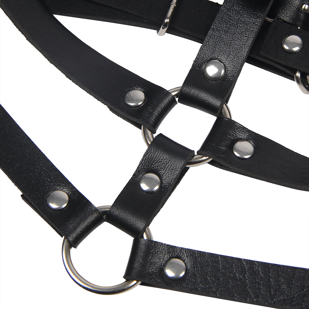 Black Leather Chest Harness Straps