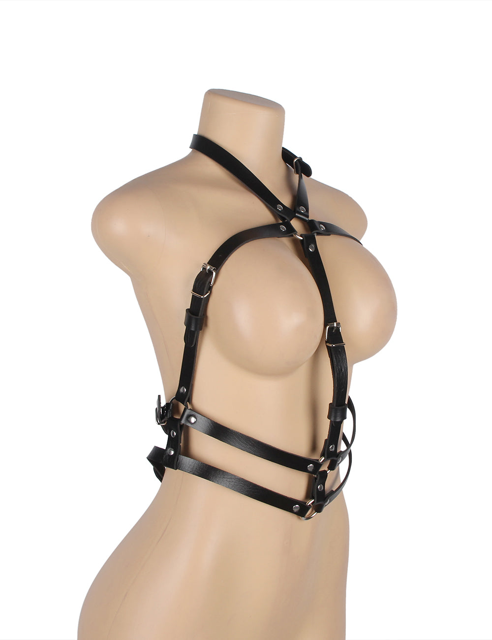 Black Leather Chest Harness Straps
