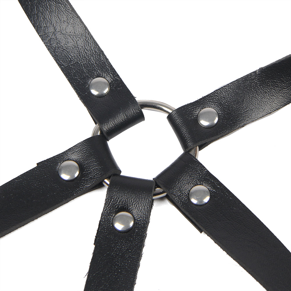 Black Leather Chest Harness Straps