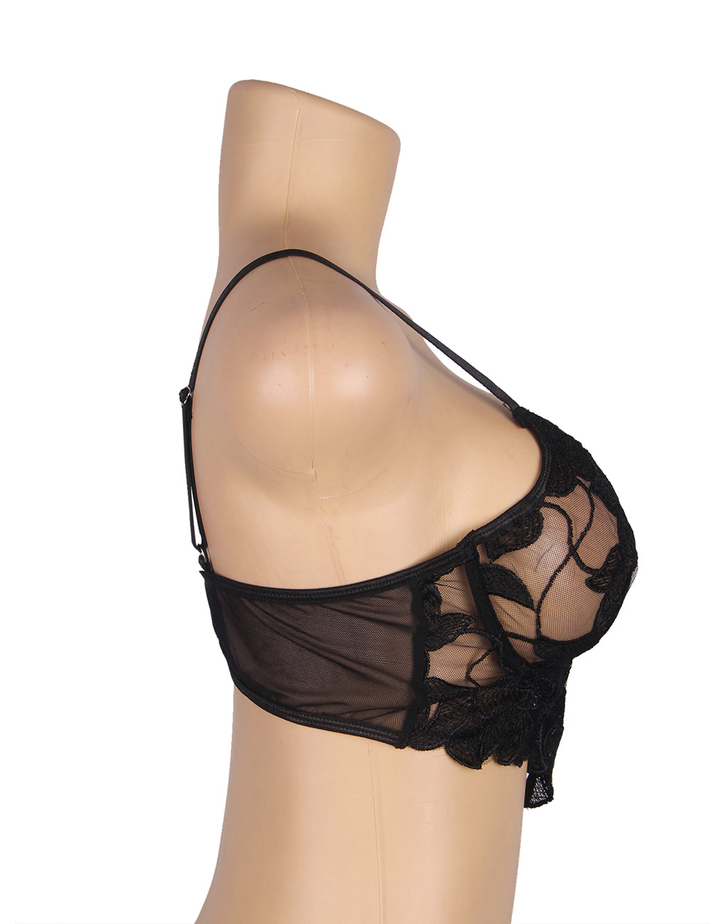 Black Floral Lace Underwire Bra