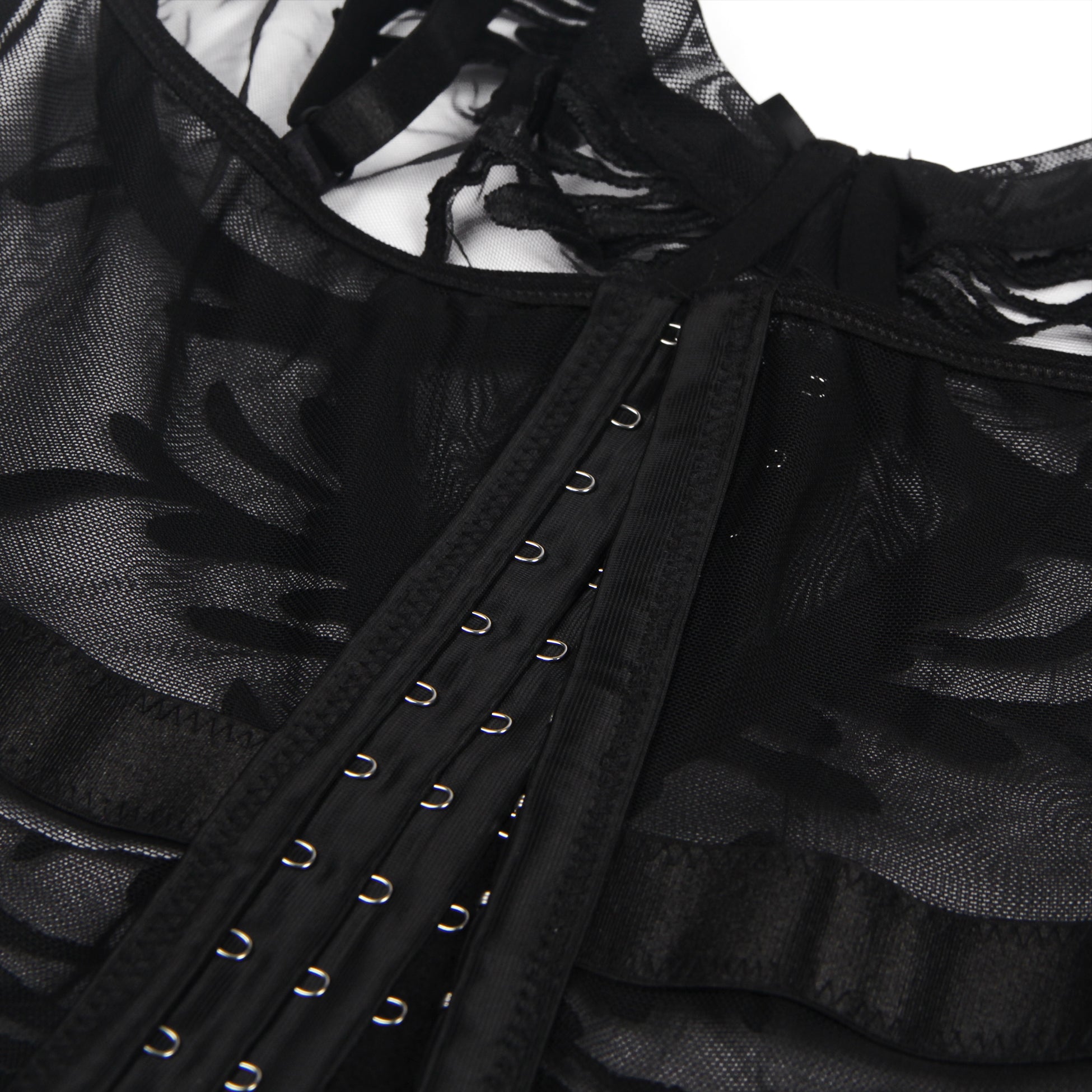 Elegant Embroidery Garter Lingerie With Long Row Of Back Buckles
