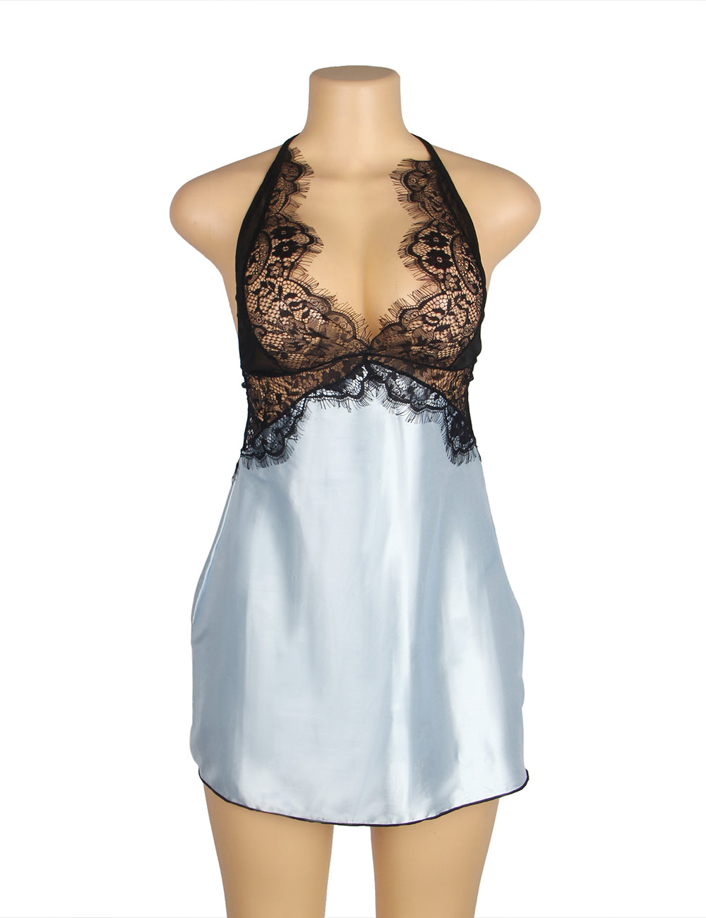 Sexy Deep V Neck Backless Blue Lingerie Dress