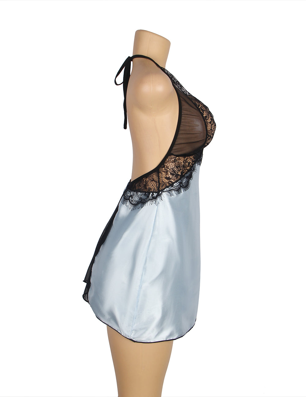 Sexy Deep V Neck Backless Blue Lingerie Dress