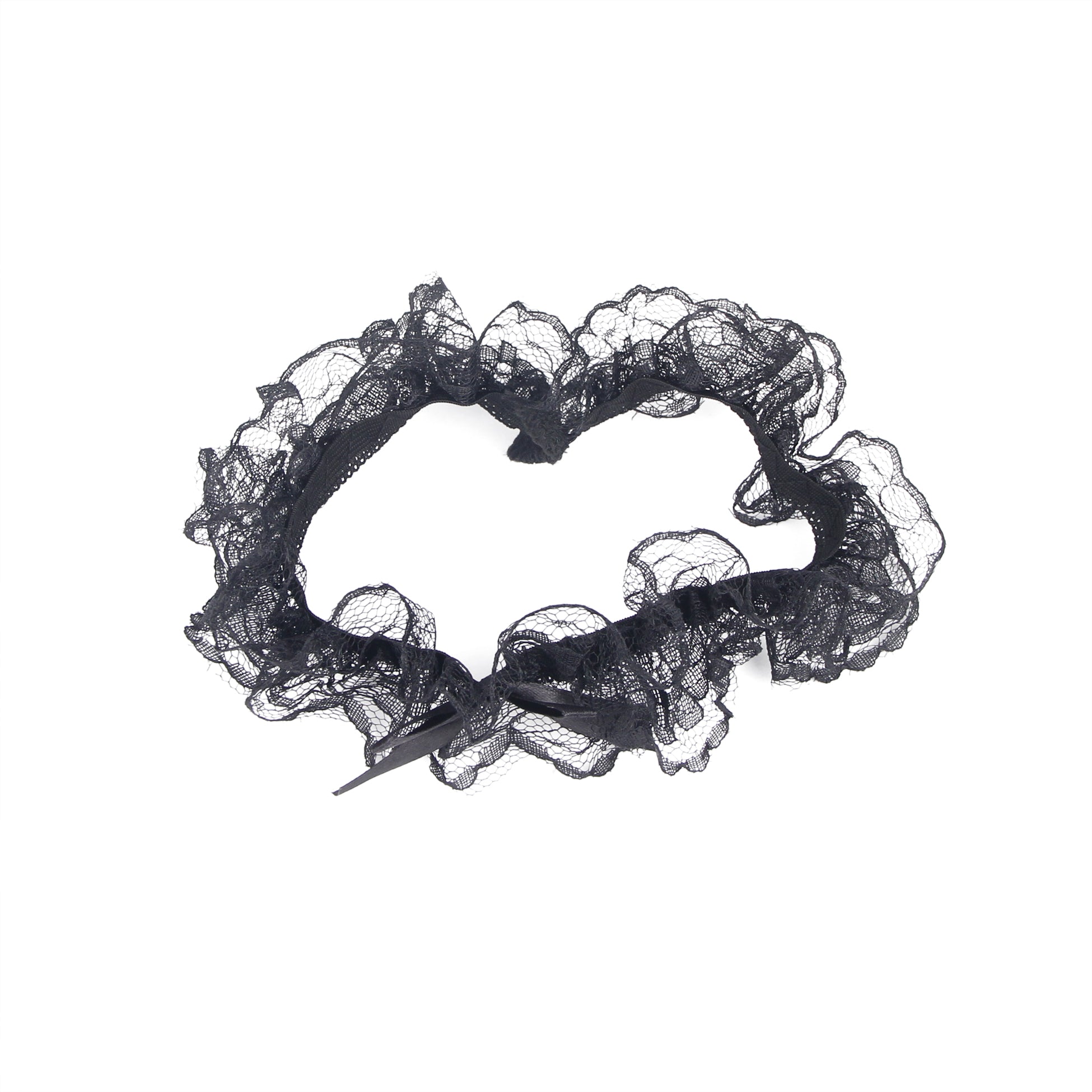 A Pair Of Sexy Black Lace Bow Leg Rings