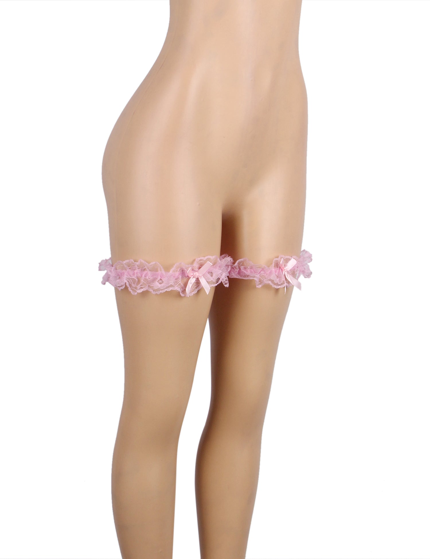A Pair Of Sexy Pink Lace Bow Leg Rings