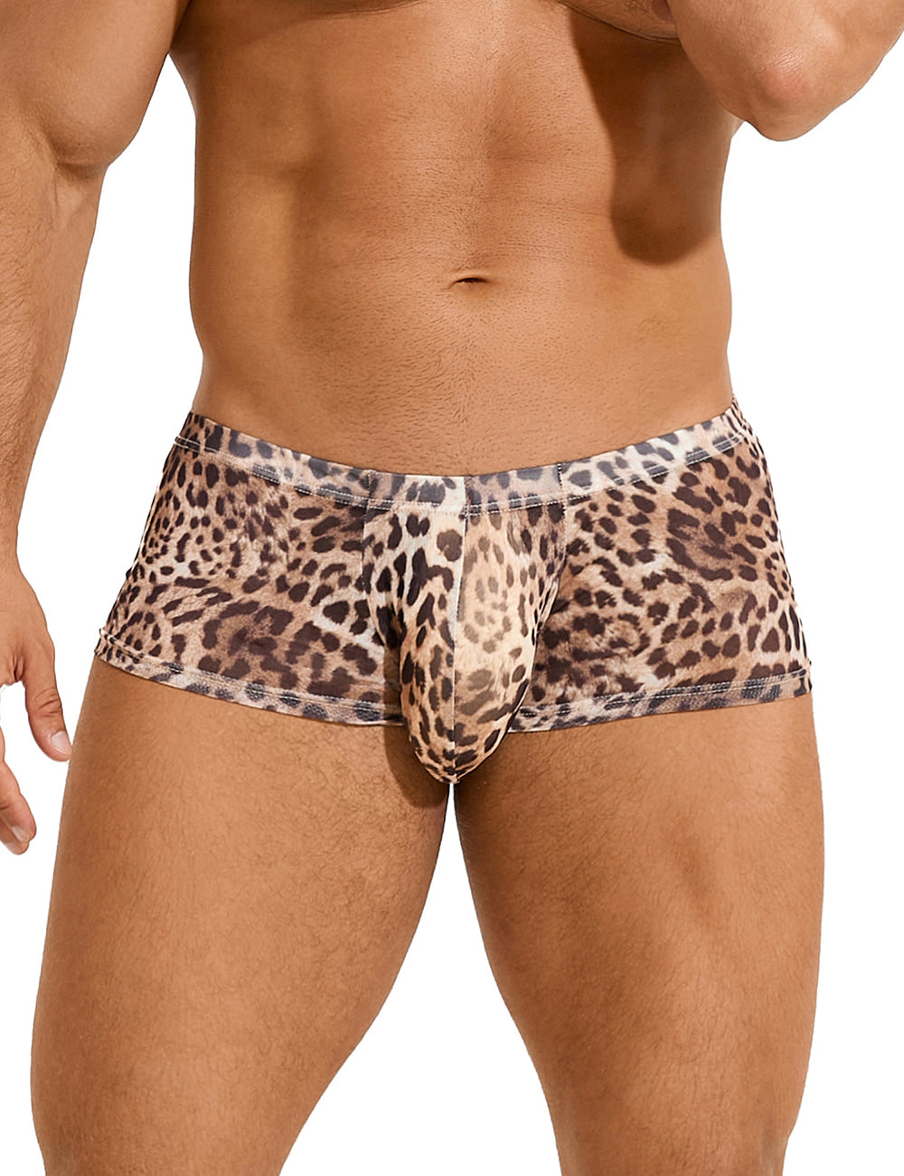 Sexy Mesh Men Boxer With Leopard Print