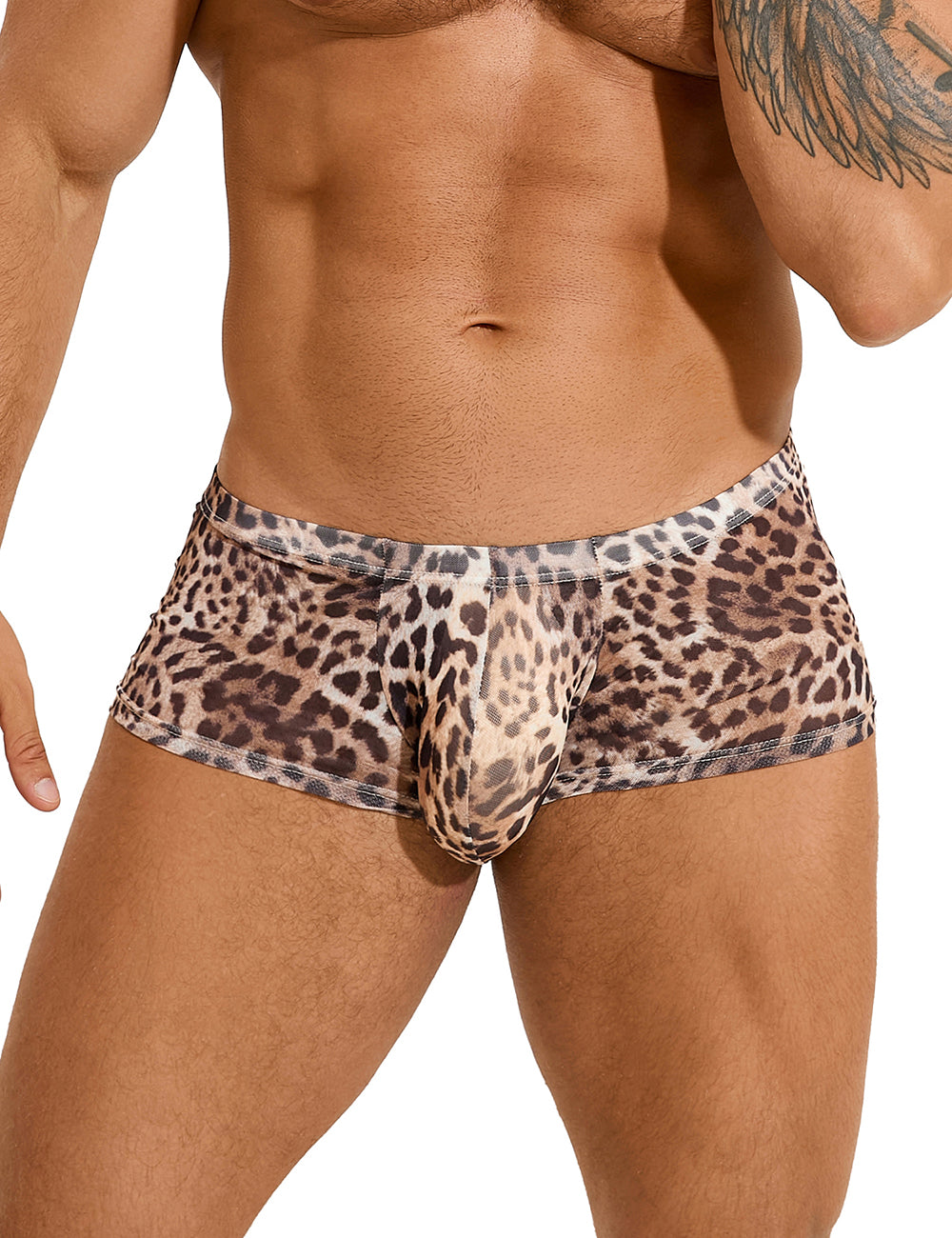 Sexy Mesh Men Boxer With Leopard Print