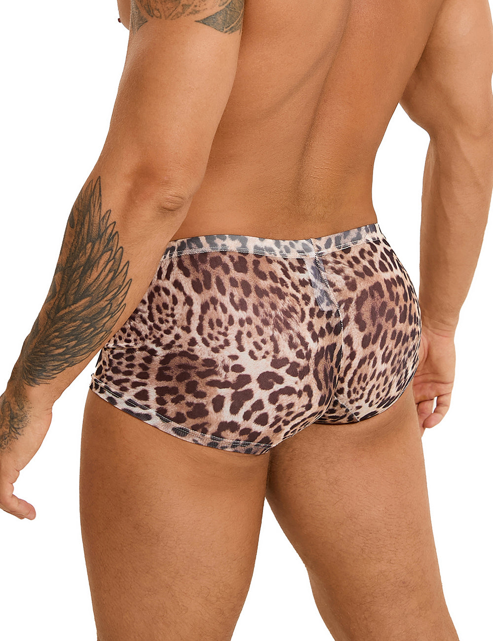 Sexy Mesh Men Boxer With Leopard Print