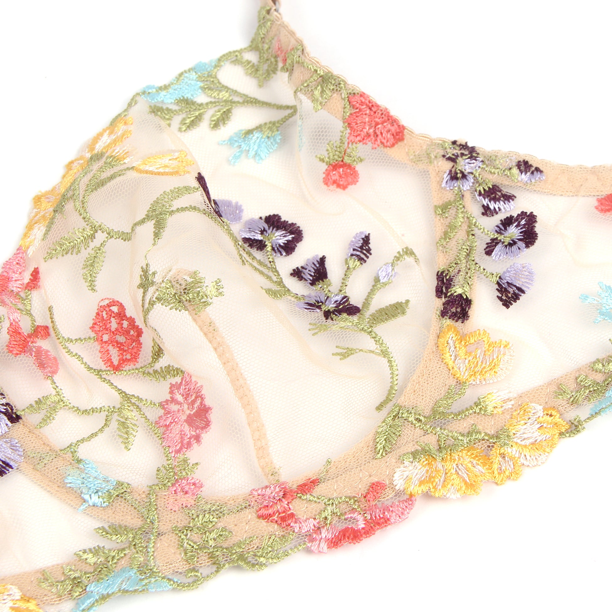 Floral Embroidery Underwire  Lingerie Set