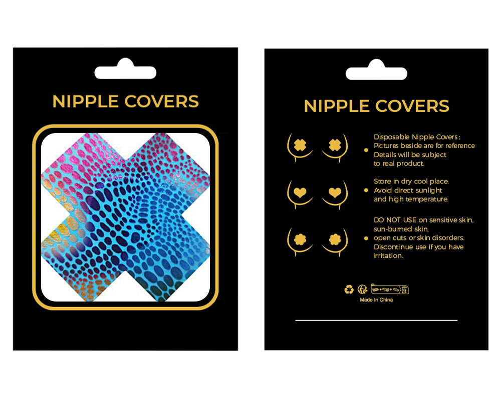 Blue Lnk Painting Fish Scale Nipples Covers