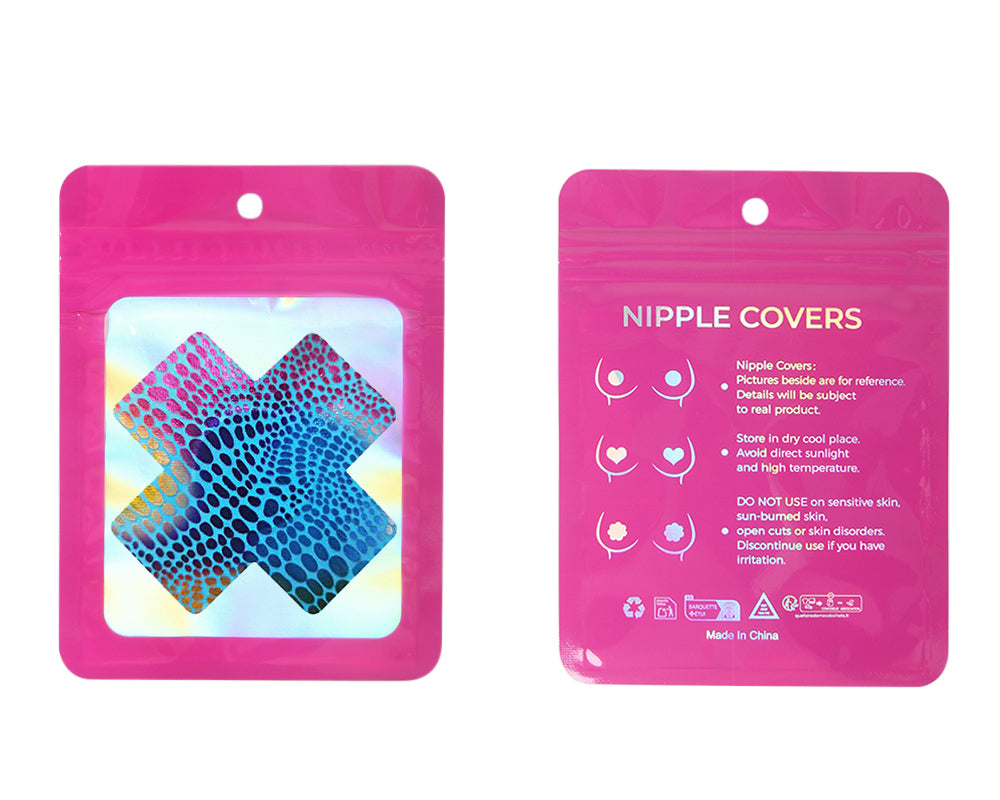 Blue Lnk Painting Fish Scale Nipples Covers