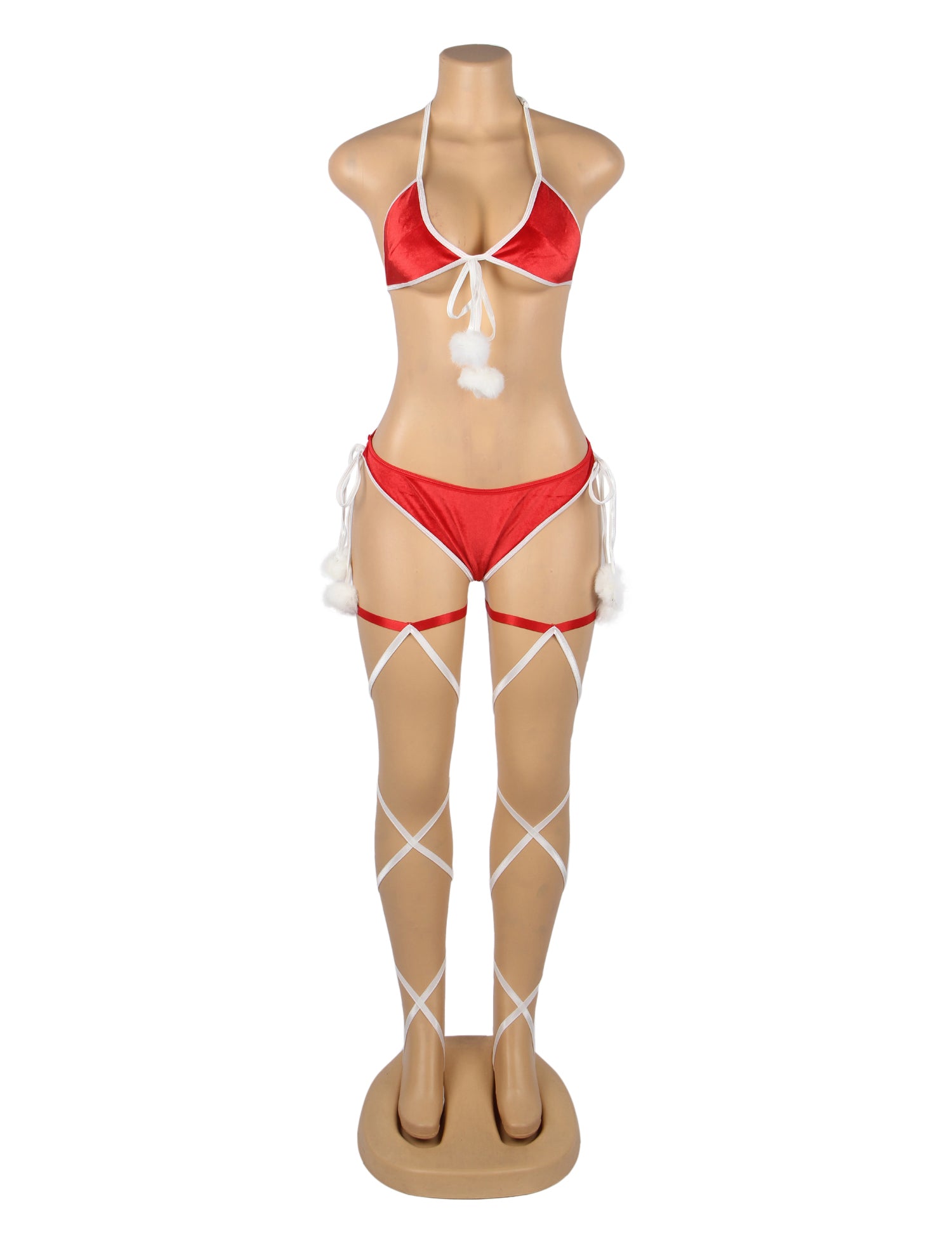 Sexy Red Christmas Plush Bra Set