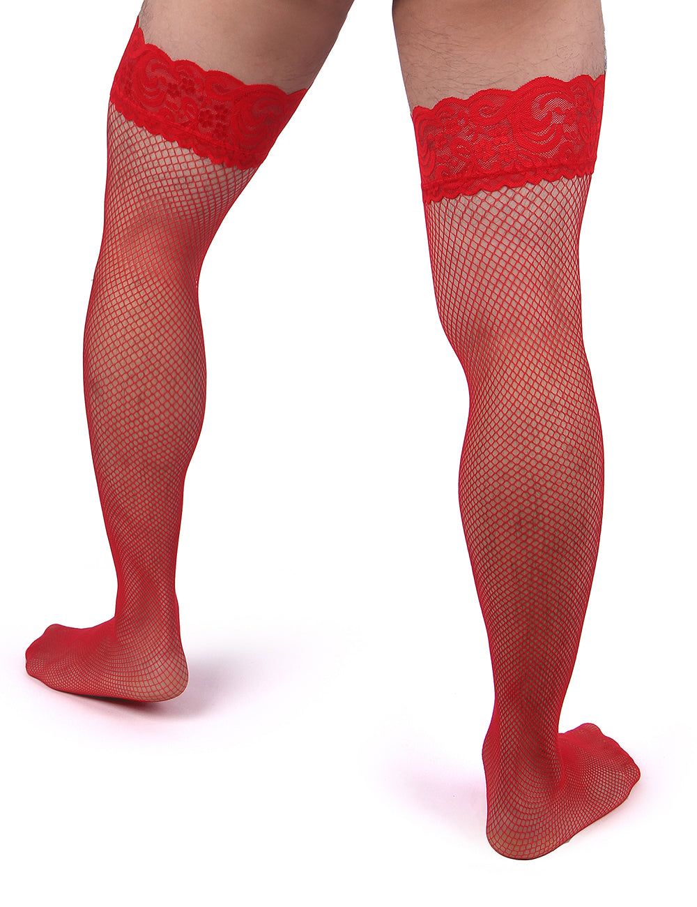 Red Men's Sexy Fishnet Stockings