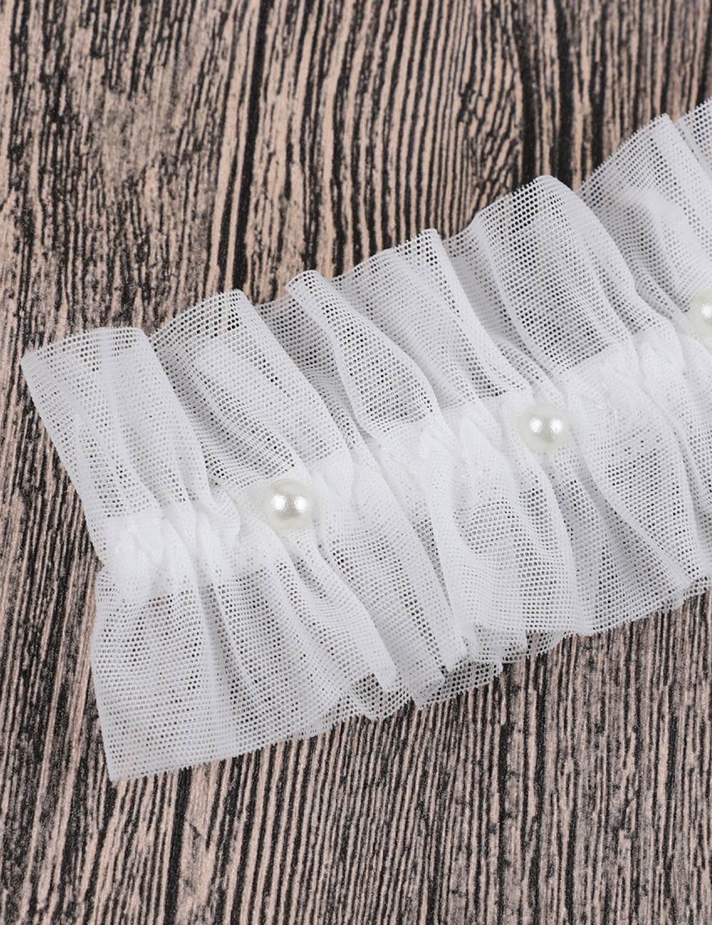 White Mesh Leg Rings With Imitation Pearls