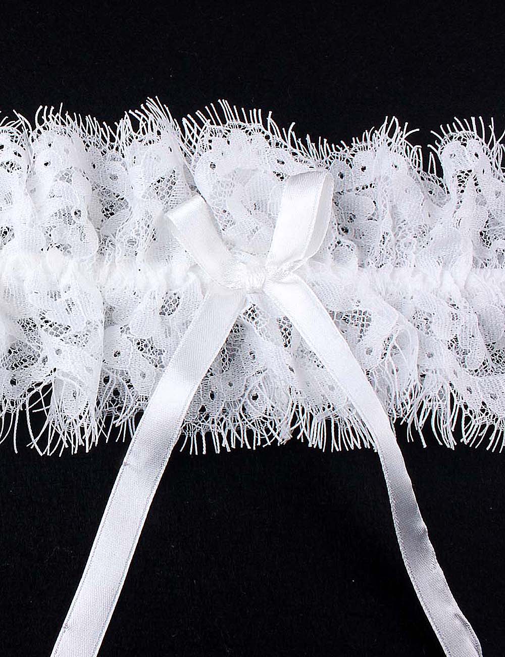 White Eyelash Lace Bow Leg Rings