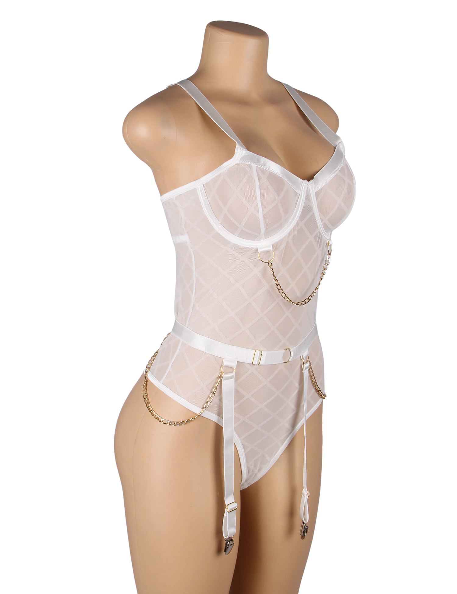 White Mesh Chain Bodysuit