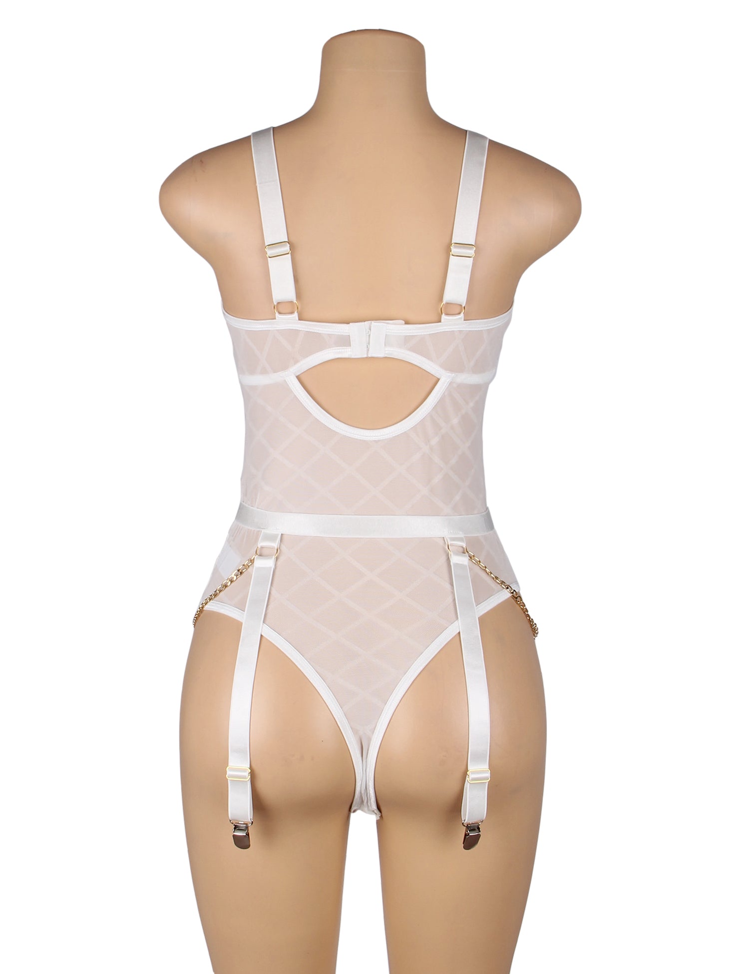 White Mesh Chain Bodysuit