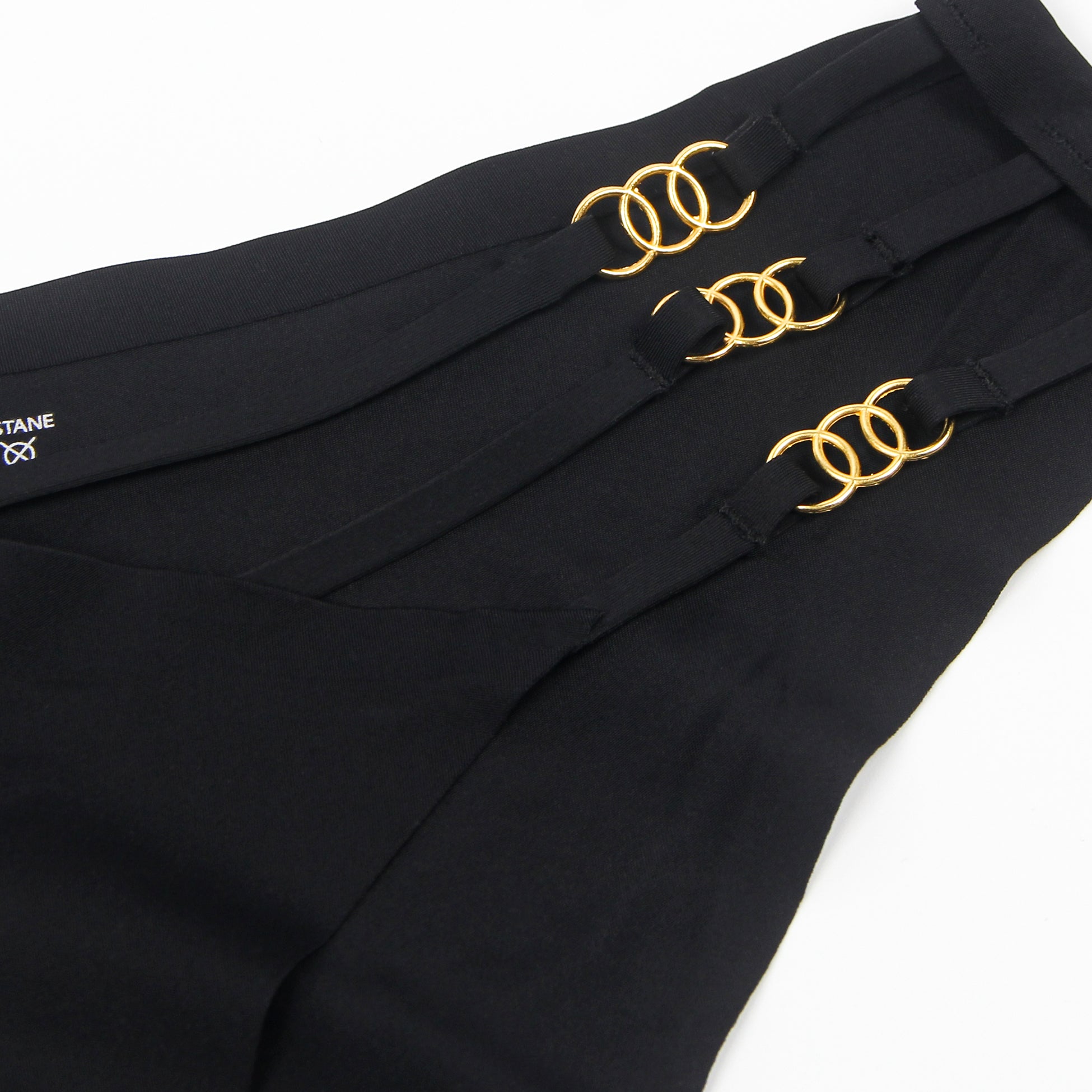 Black Sexy Seamless Panty With Buckles Decoration