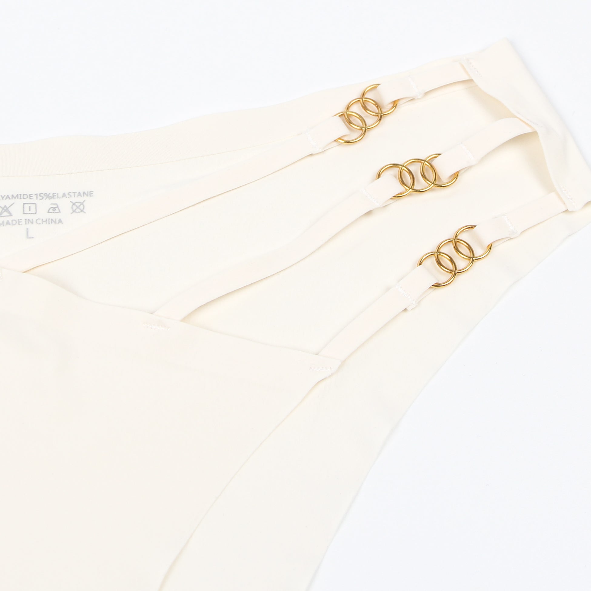 Beige Sexy Seamless Panty With Buckles Decoration