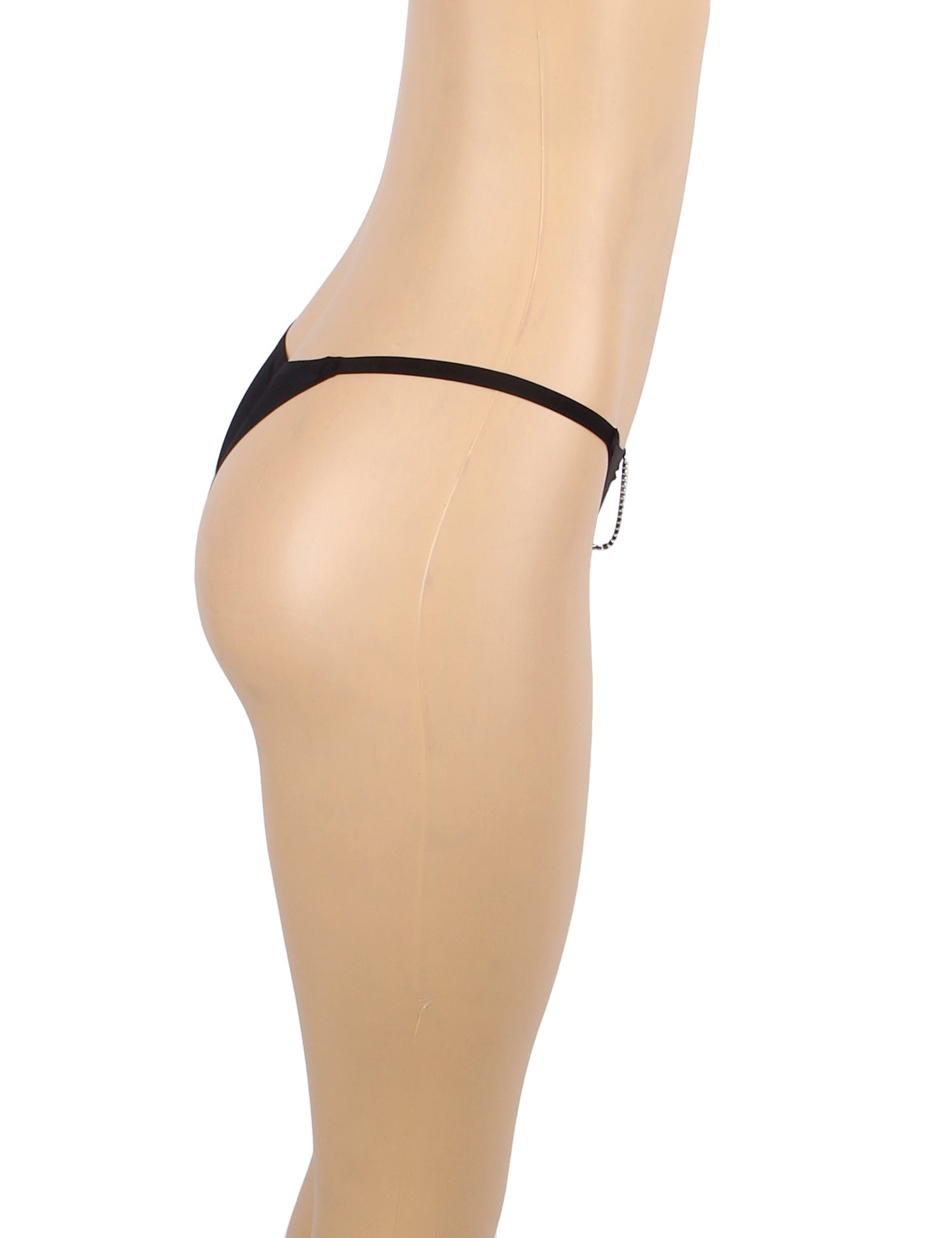 Black Sexy Women Seamless Panty With Shining Chain Pleated Design