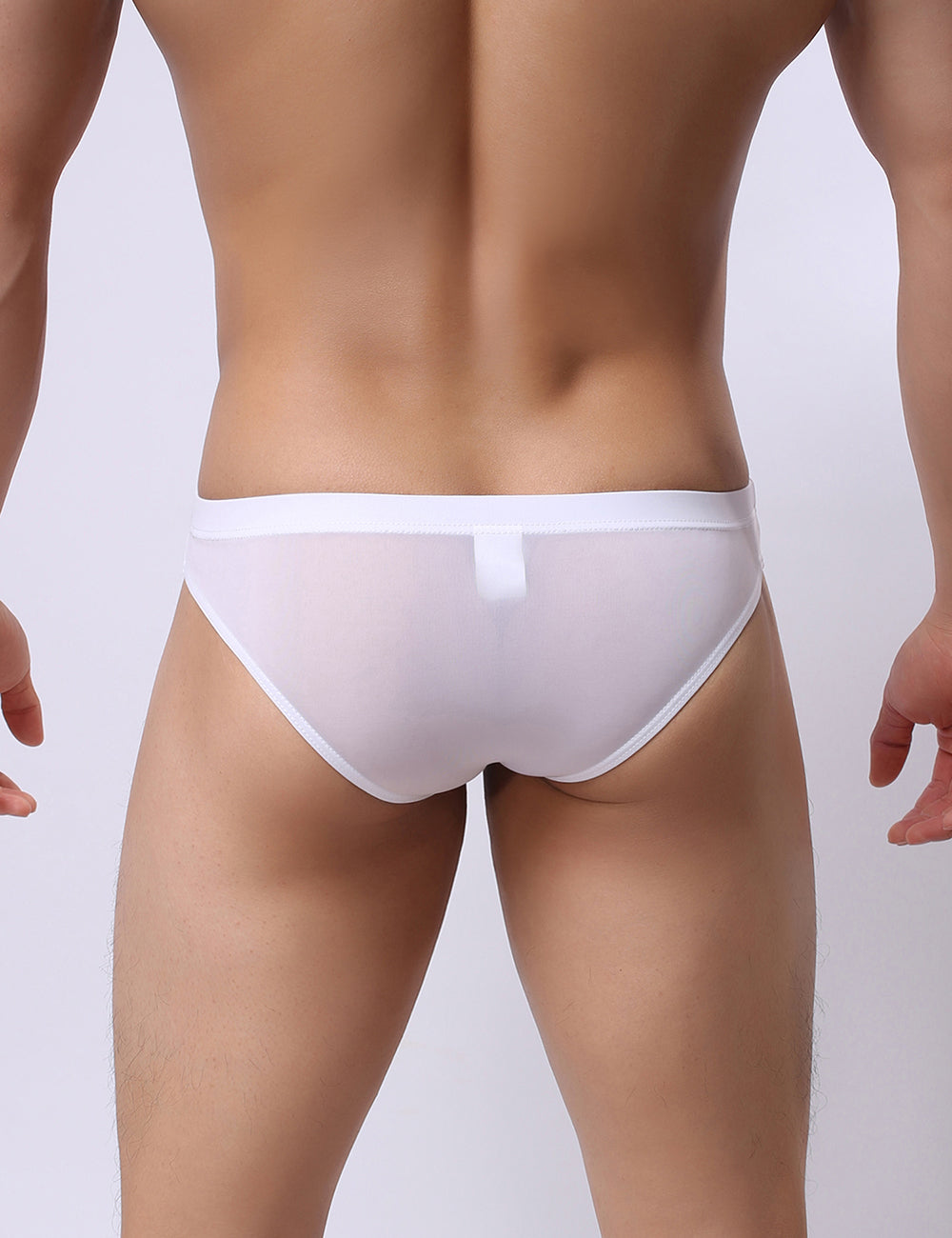 White Sexy Hollow-Cut Ice Silk Men's Brief