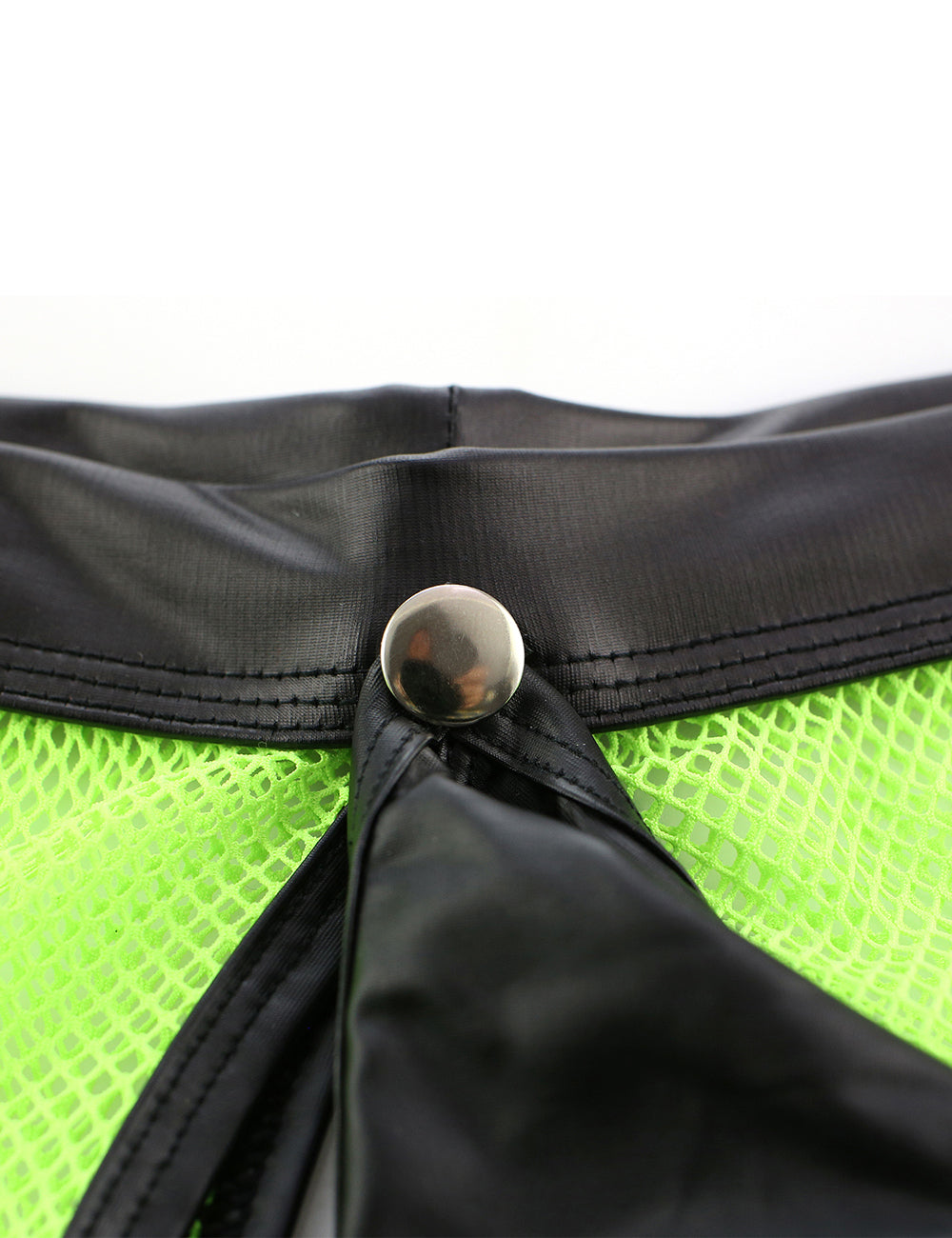 Green Sexy Mesh Openable Crotch Imitation Leather Men's Boxer Underwear